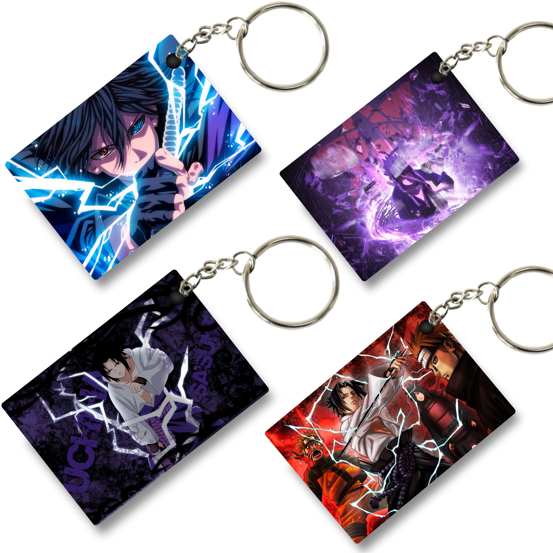 Replix Premium (Pack Of 4) Anime Printed Keychain For Bike, Scooty, Car, Acrylic Keyholder (Sasuke 2)