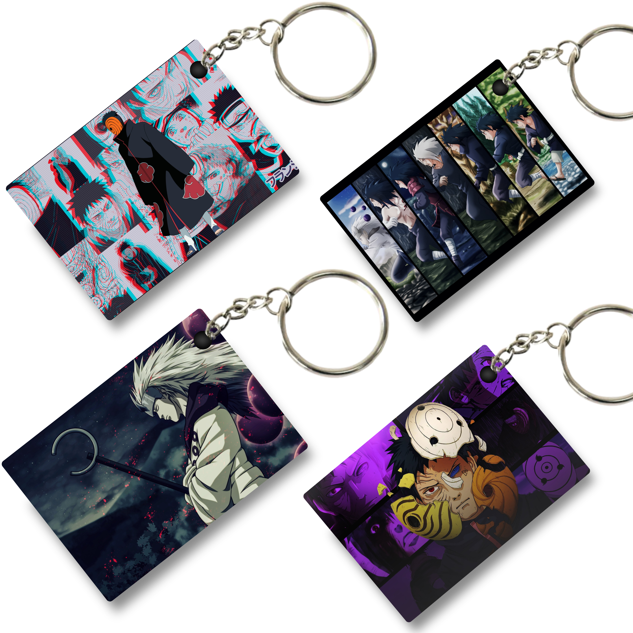 Replix Premium (Pack Of 4) Anime Printed Keychain For Bike, Scooty, Car, Acrylic Keyholder (Obito And Madara)