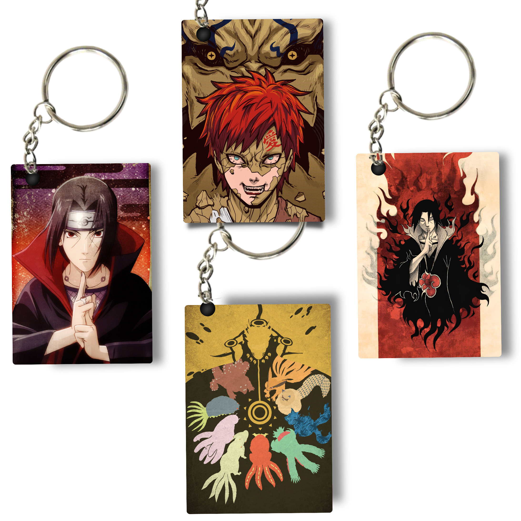 Replix Premium (Pack Of 4) Anime Printed Keychain For Bike, Scooty, Car, Acrylic Keyholder (Naruto 9)