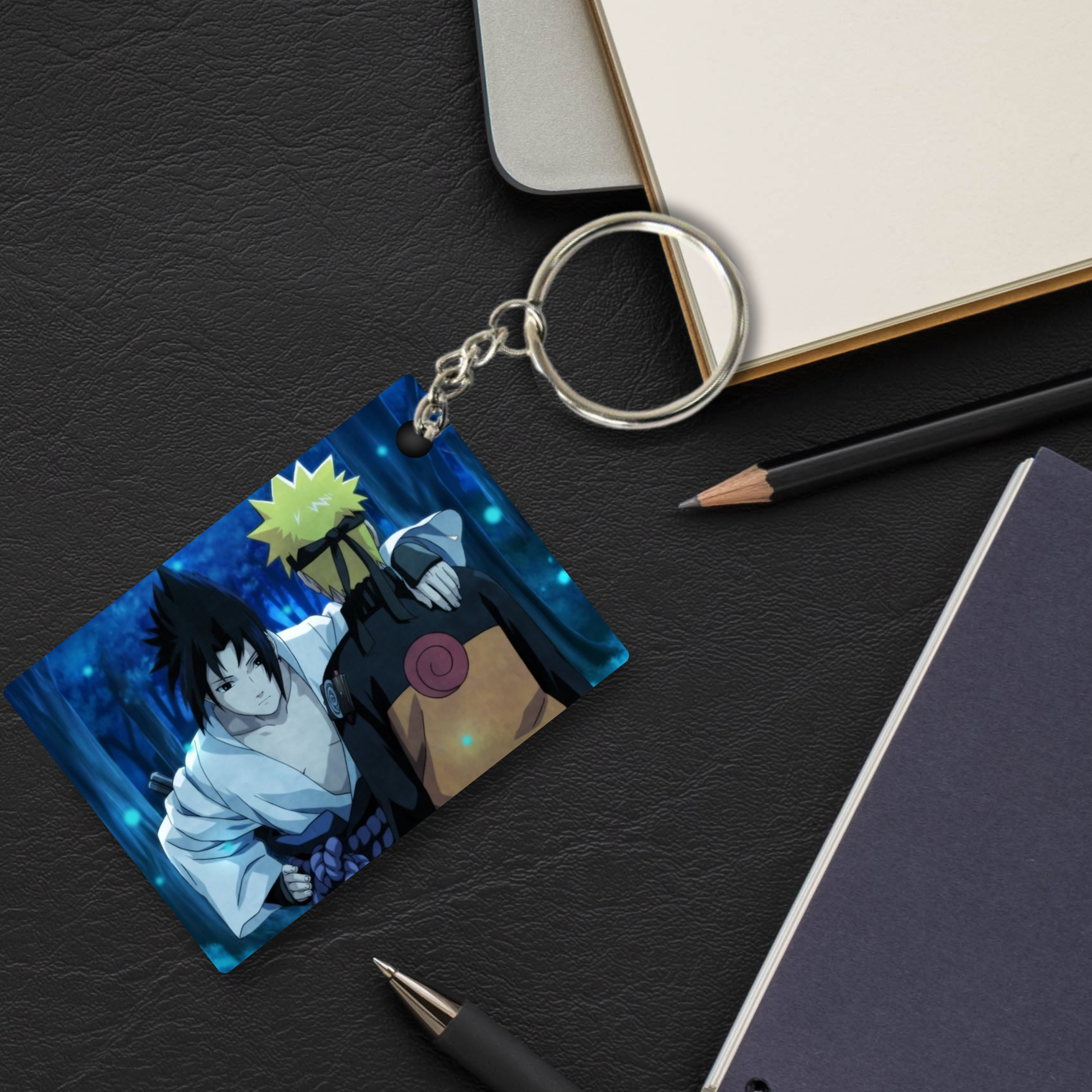 Replix Premium (Pack Of 4) Anime Printed Keychain For Bike, Scooty, Car, Acrylic Keyholder (Naruto Sasuke)