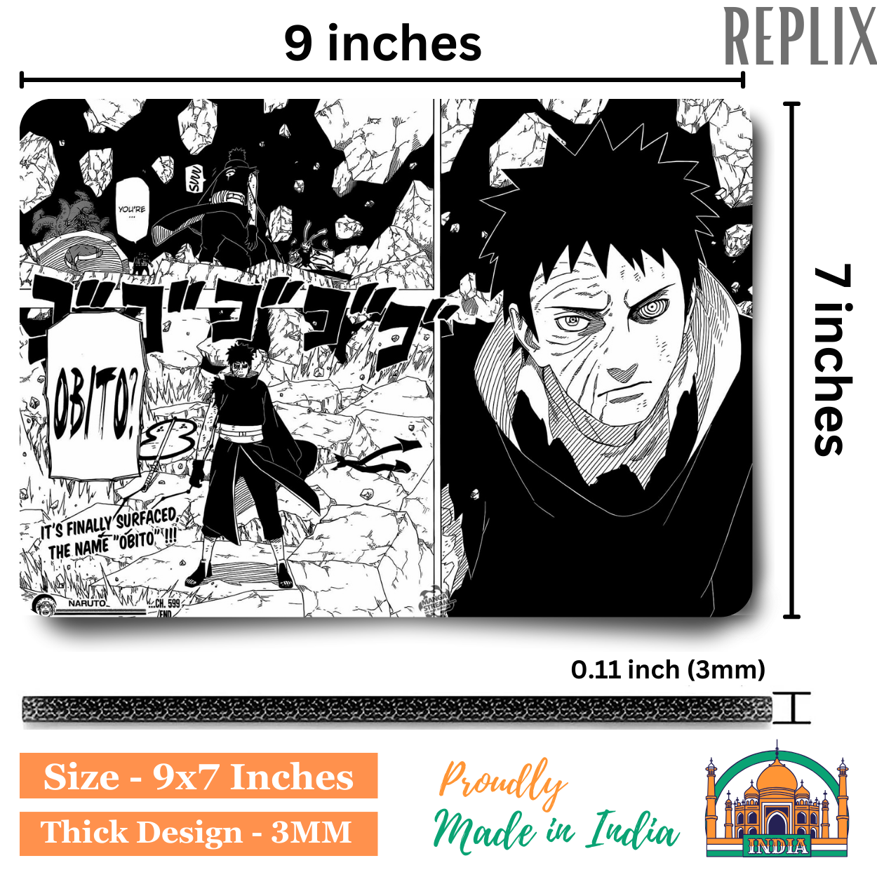 Replix Anime Mouse Pad (9 inch x 7 inch) - Manga Obito Printed Mousepad Mousepad