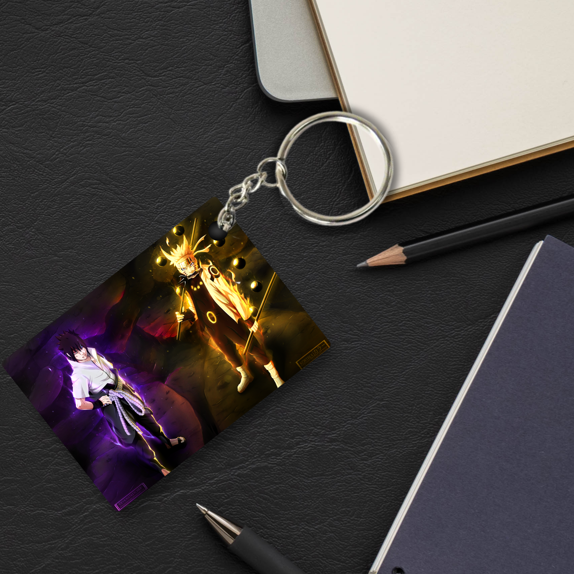 Replix Premium (Pack Of 4) Anime Printed Keychain For Bike, Scooty, Car, Acrylic Keyholder (Naruto Sasuke)