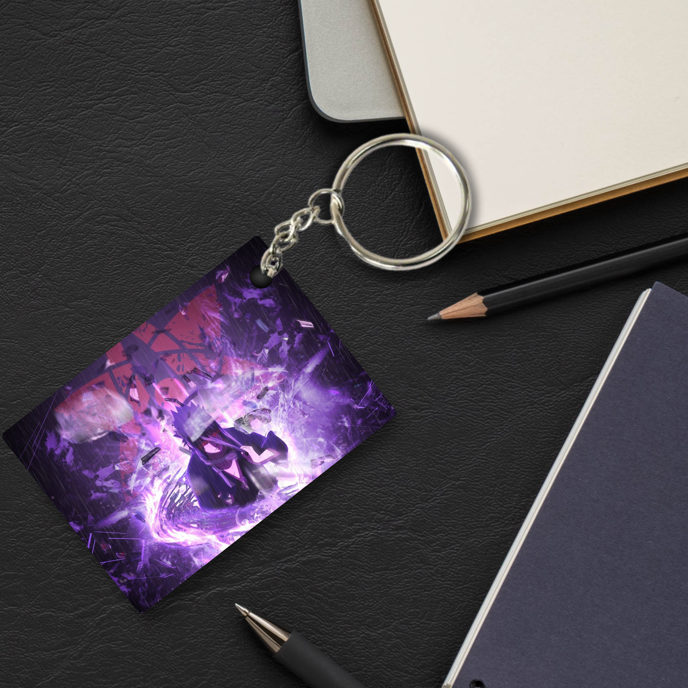 Replix Premium (Pack Of 4) Anime Printed Keychain For Bike, Scooty, Car, Acrylic Keyholder (Sasuke 2)