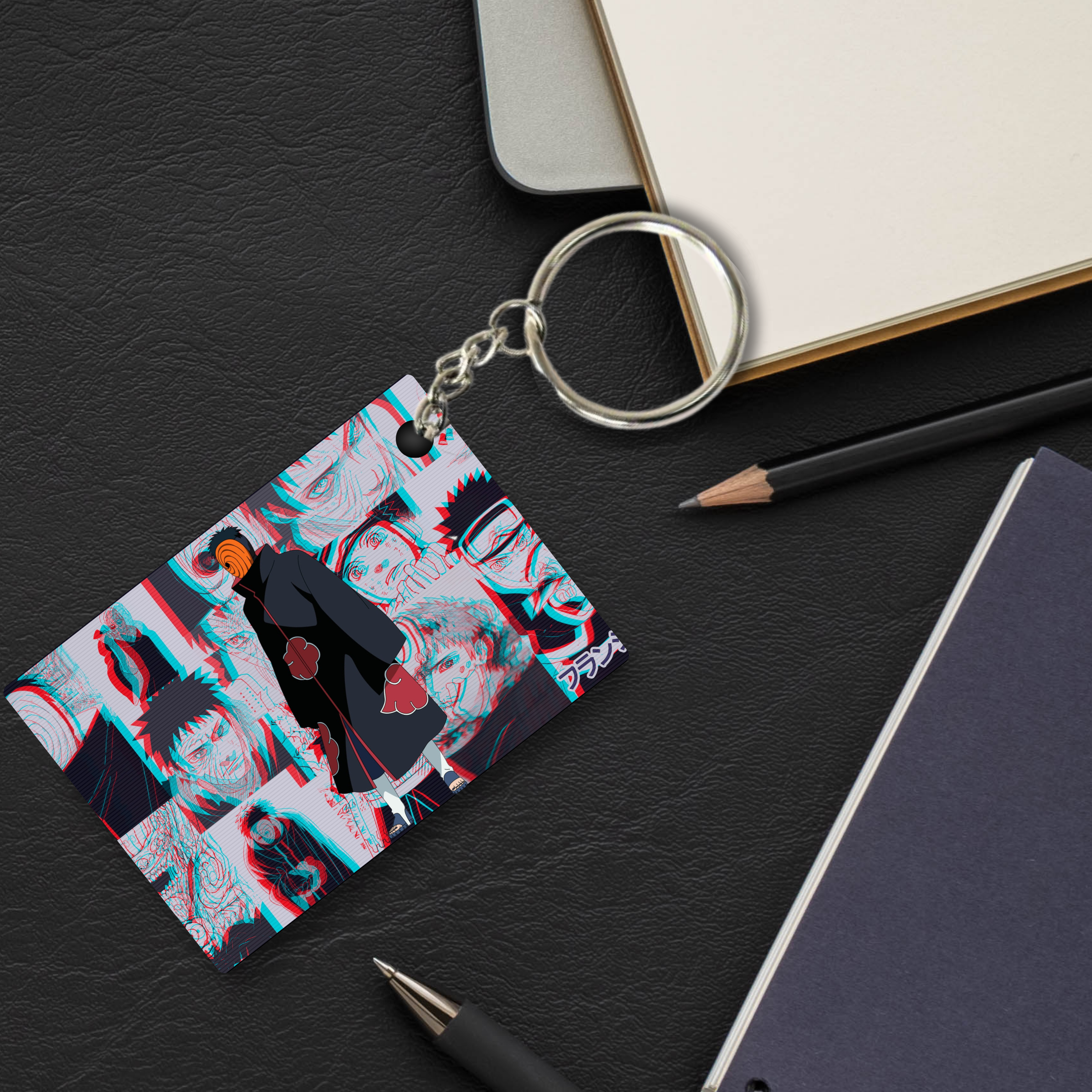 Replix Premium (Pack Of 4) Anime Printed Keychain For Bike, Scooty, Car, Acrylic Keyholder (Obito And Madara)