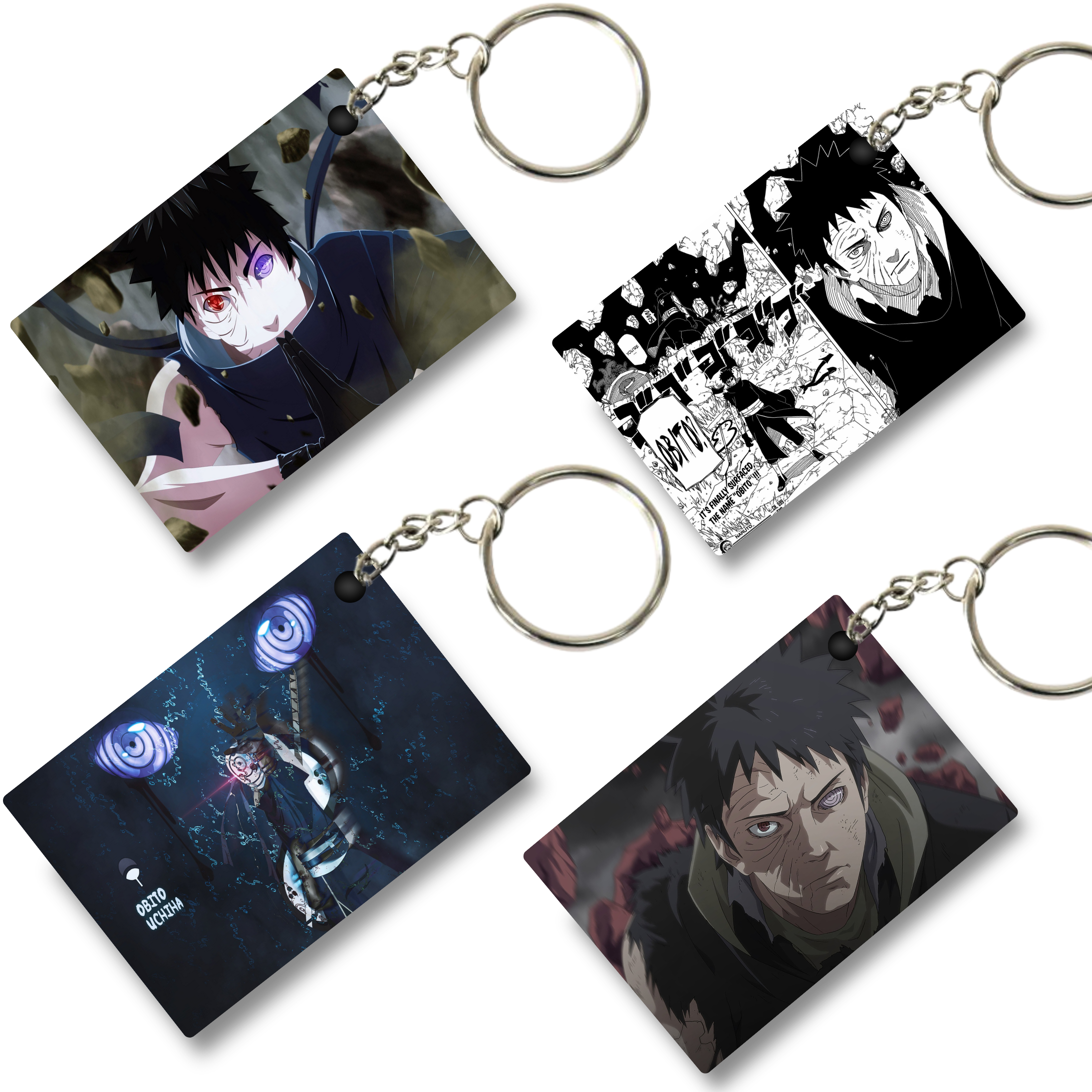 Replix Premium (Pack Of 4) Anime Printed Keychain For Bike, Scooty, Car, Acrylic Keyholder (Obito)