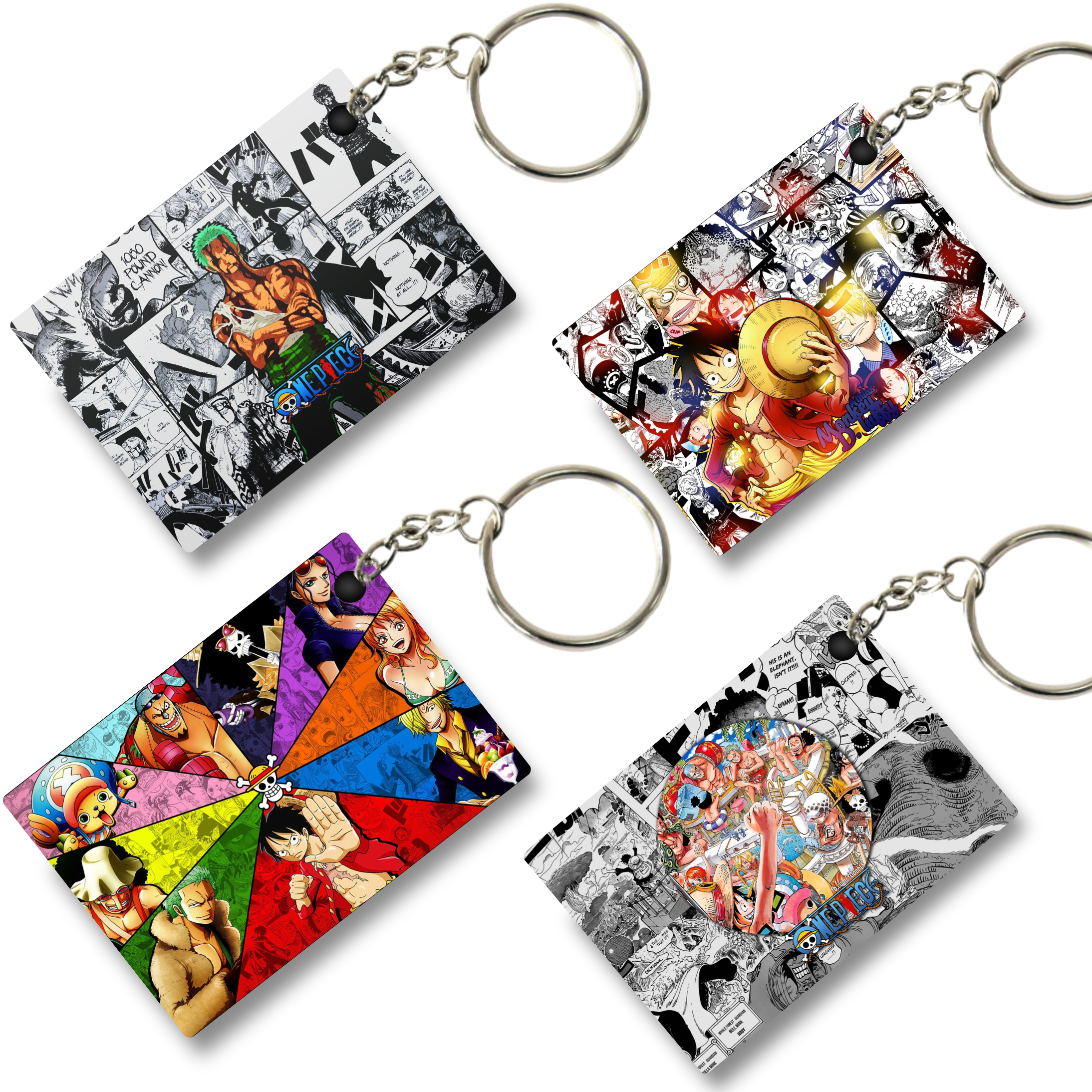 Replix Premium (Pack Of 4) Anime Printed Keychain For Bike, Scooty, Car, Acrylic Keyholder (One Piece)