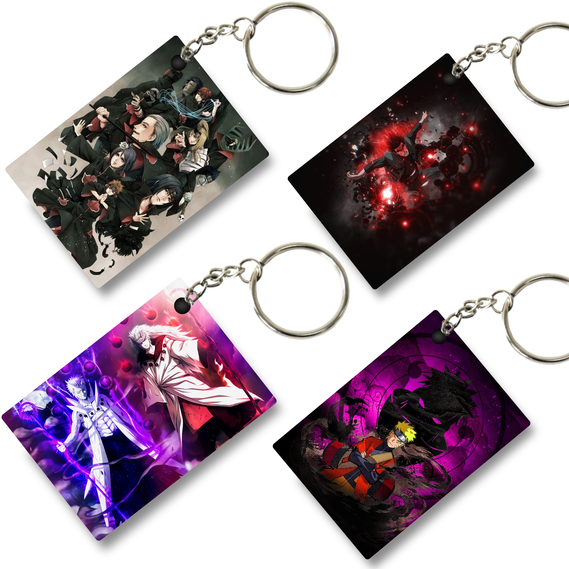 Replix Premium (Pack Of 4) Anime Printed Keychain For Bike, Scooty, Car, Acrylic Keyholder (Naruto 13)