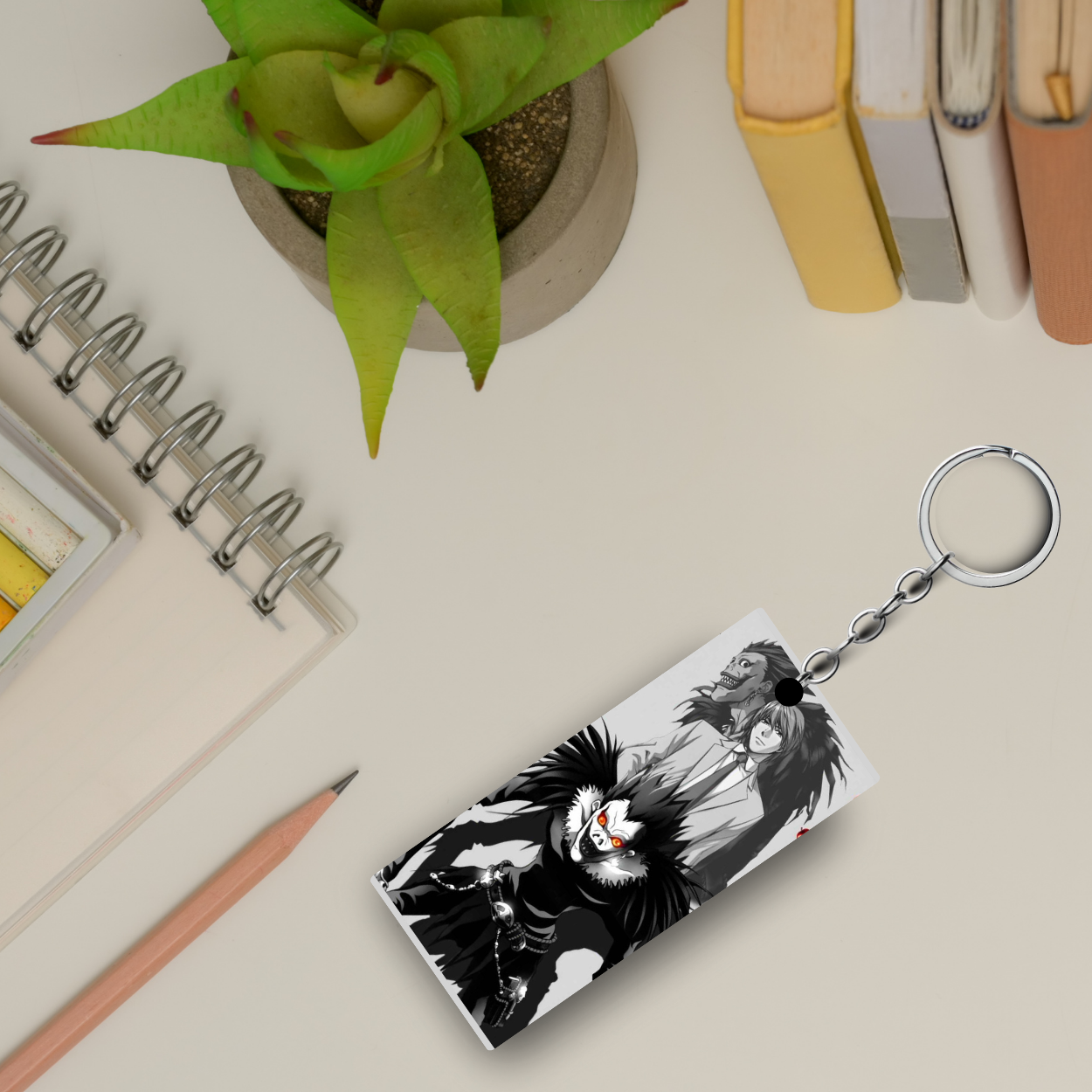 Replix Premium (Pack Of 4) Anime Printed Keychain For Bike, Scooty, Car, Acrylic Keyholder (Death Note)