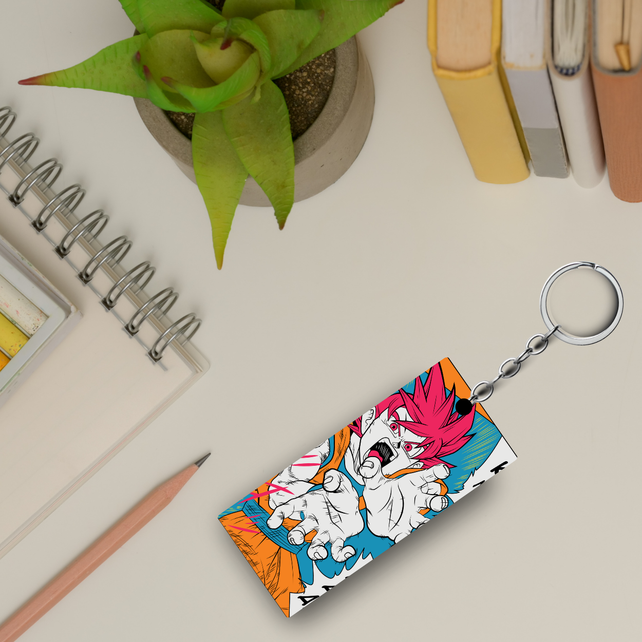 Replix Premium (Pack Of 4) Anime Printed Keychain For Bike, Scooty, Car, Acrylic Keyholder (Goku 2 long)