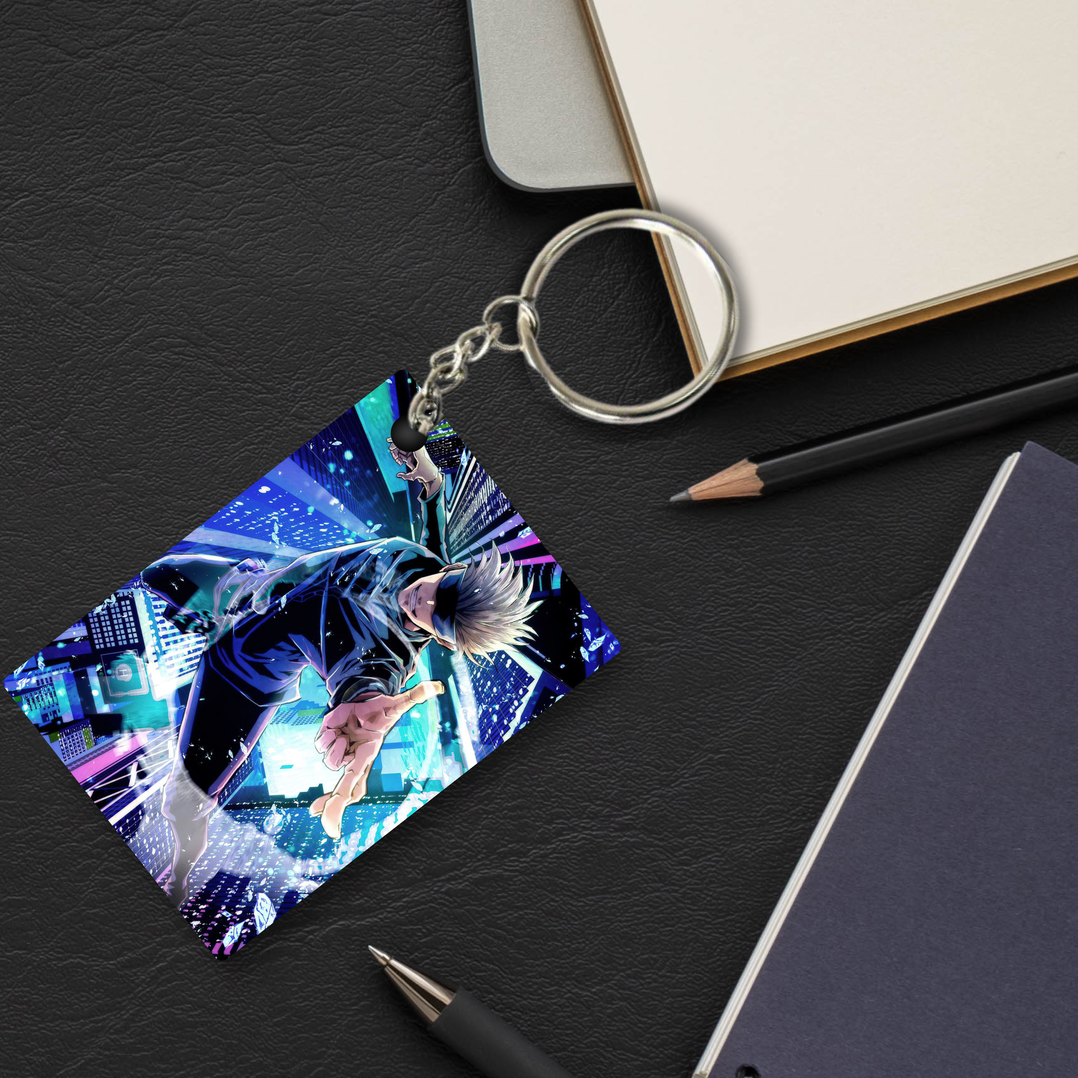 Replix Premium (Pack Of 4) Anime Printed Keychain For Bike, Scooty, Car, Acrylic Keyholder (Jujutsu Kaisen 3)