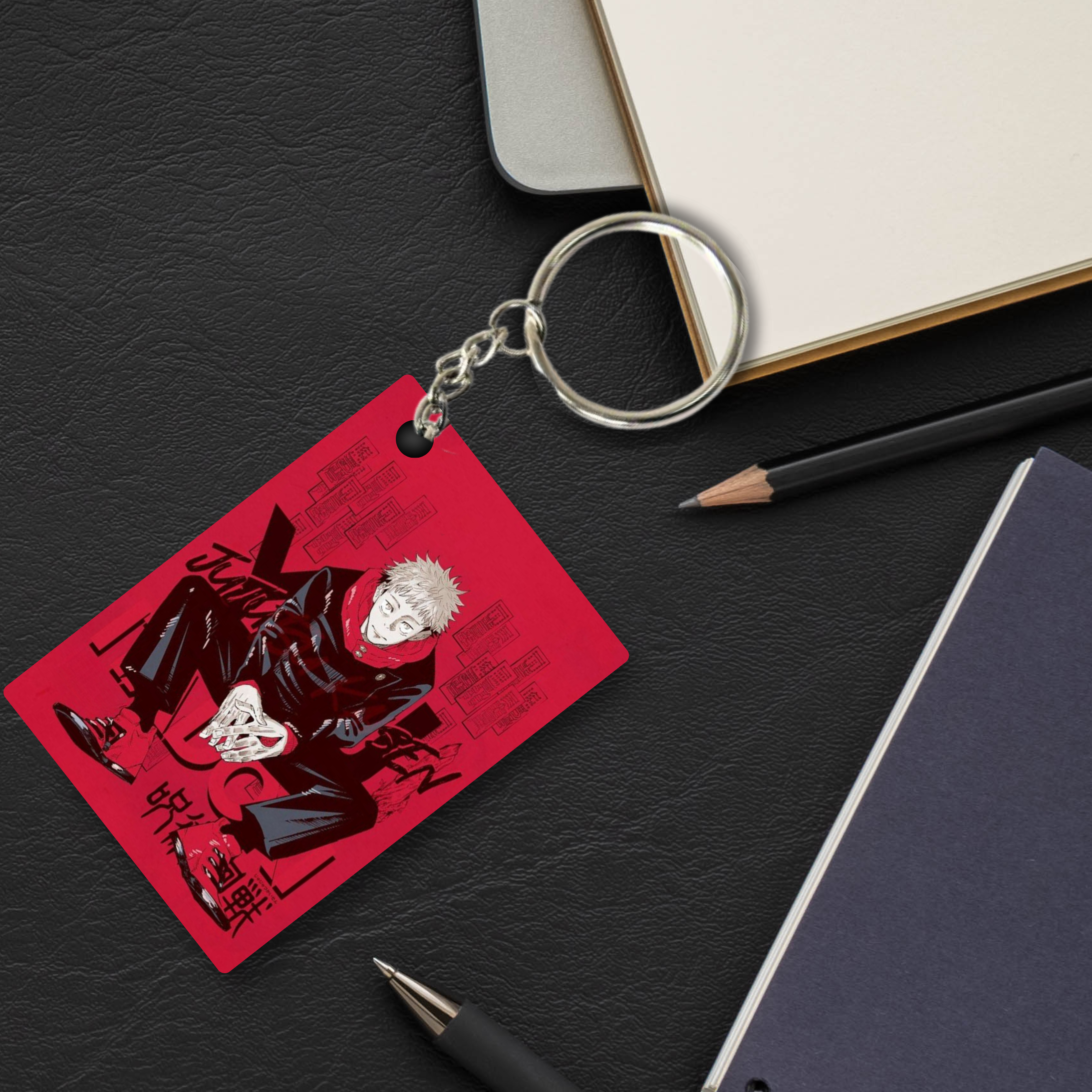Replix Premium (Pack Of 4) Anime Printed Keychain For Bike, Scooty, Car, Acrylic Keyholder (Jujutsu Kaisen 3)