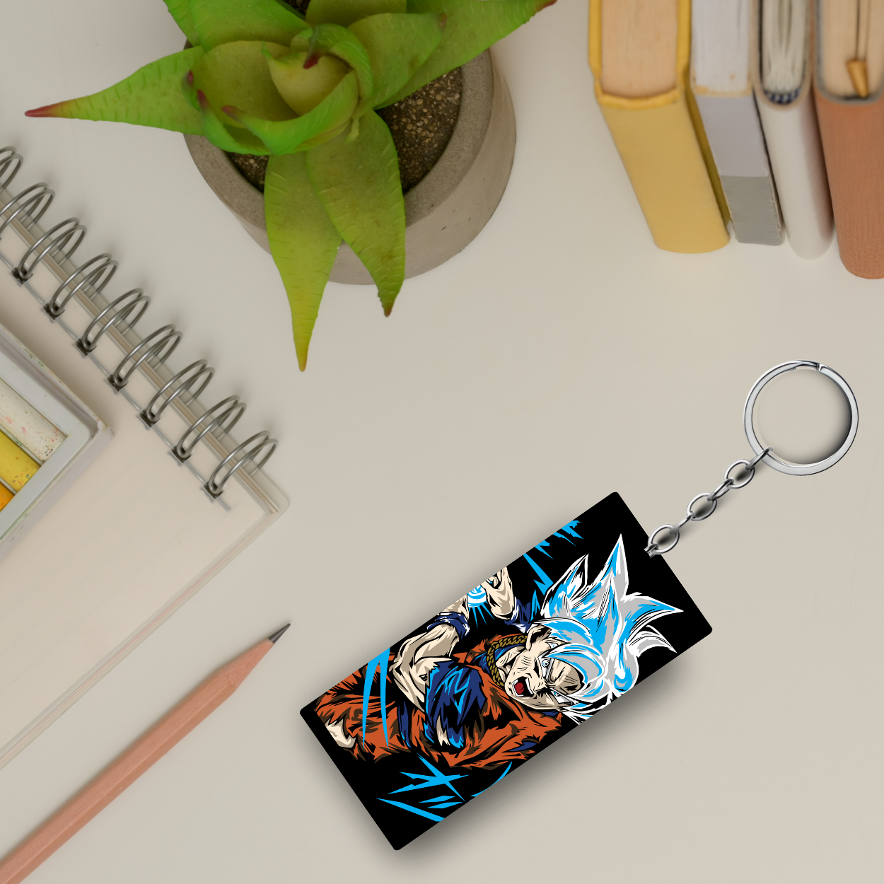 Replix Premium (Pack Of 4) Anime Printed Keychain For Bike, Scooty, Car, Acrylic Keyholder (Big Goku)