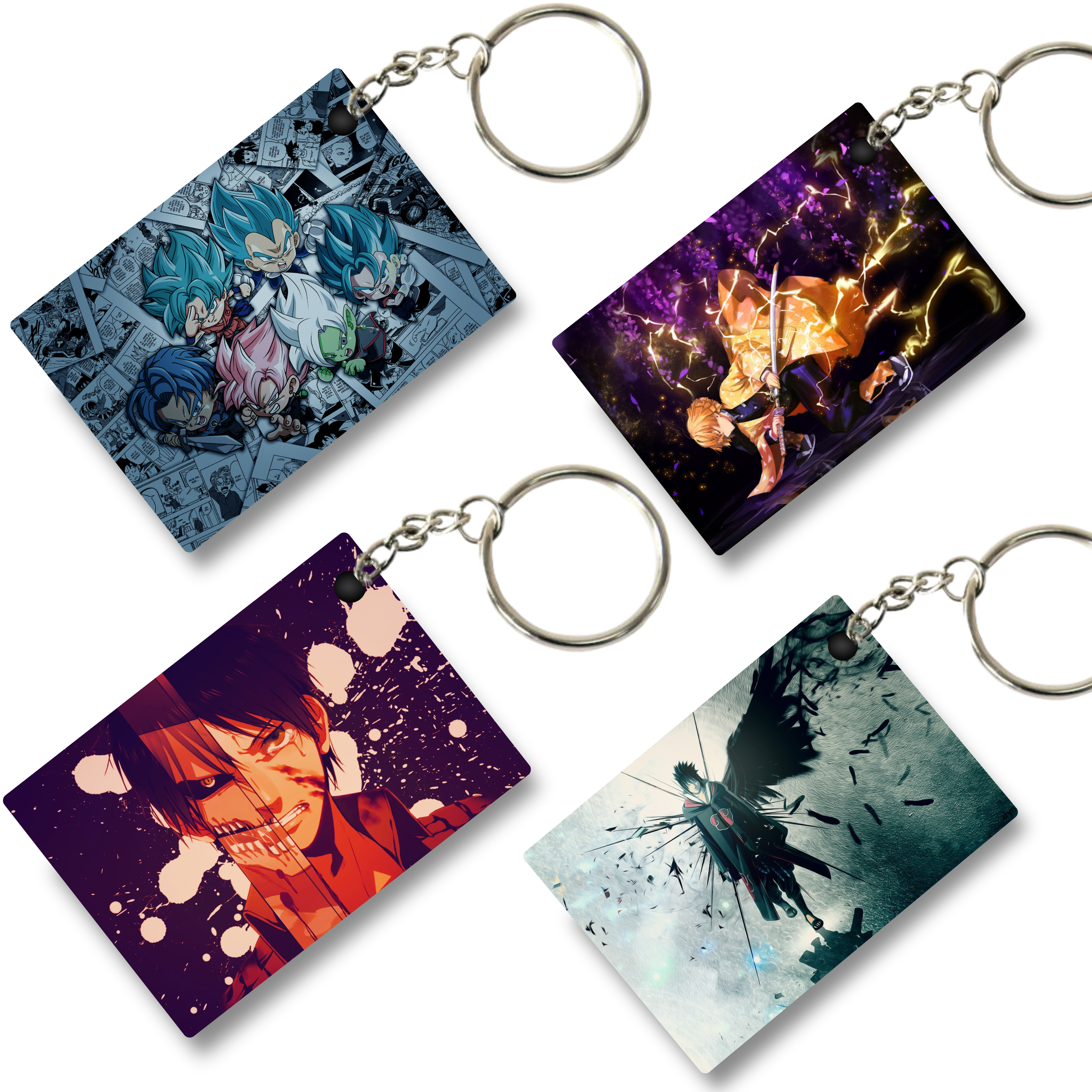 Replix Premium (Pack Of 4) Anime Printed Keychain For Bike, Scooty, Car, Acrylic Keyholder (Anime2)