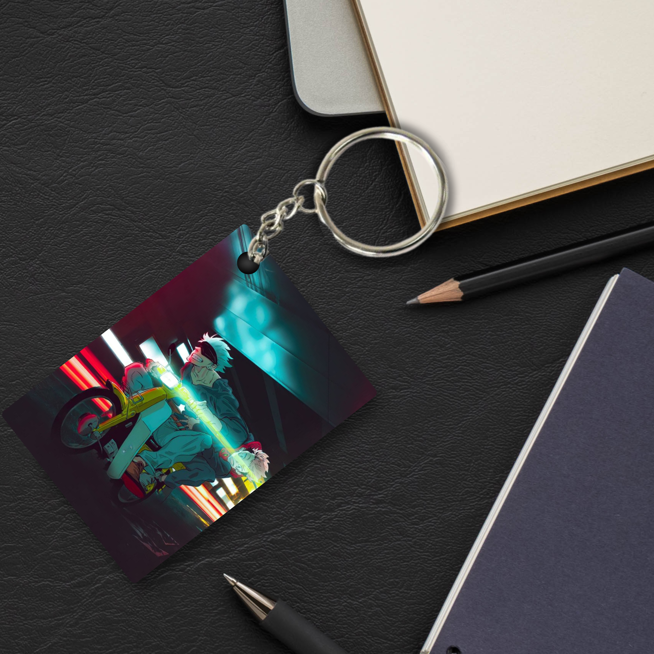 Replix Premium (Pack Of 4) Anime Printed Keychain For Bike, Scooty, Car, Acrylic Keyholder (Jujutsu Kaisen 3)