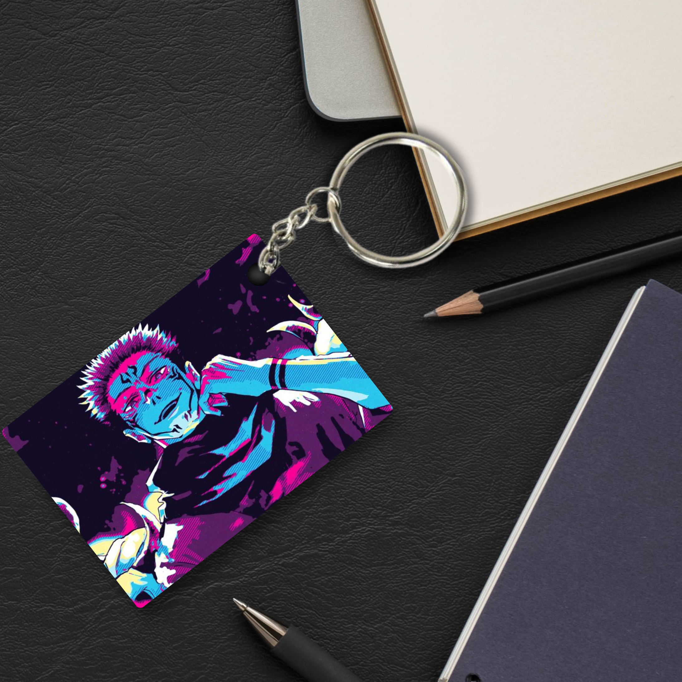 Replix Premium (Pack Of 4) Anime Printed Keychain For Bike, Scooty, Car, Acrylic Keyholder (Jujutsu Kaisen 2)