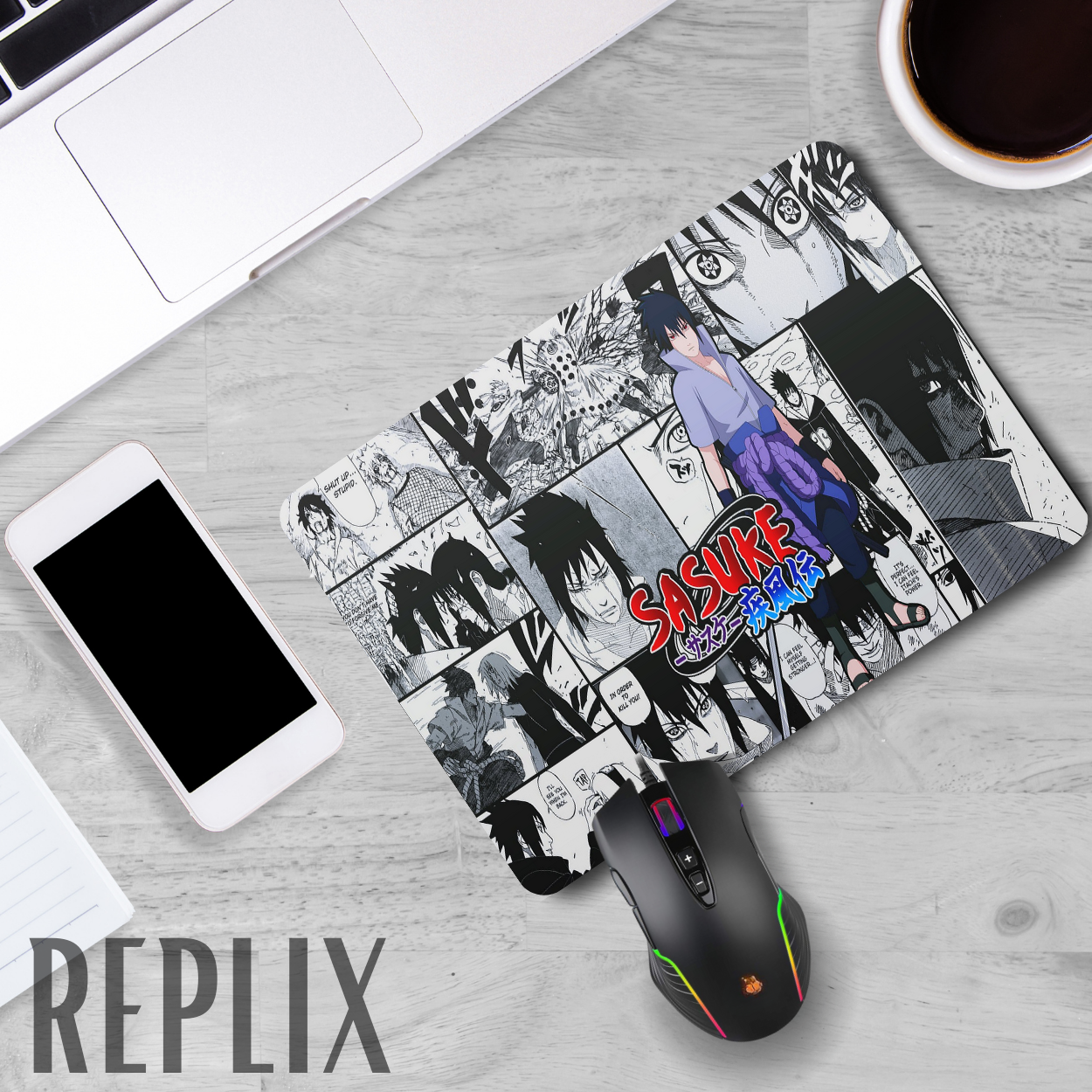 Replix Anime Mouse Pad (9 inch x 7 inch) - Sasuke Written Printed Mousepad Mousepad