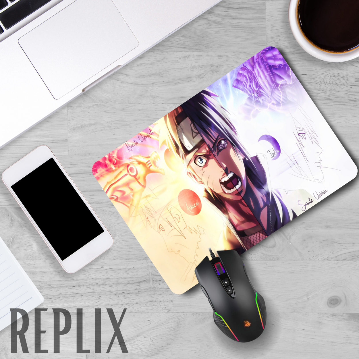 Replix Anime Mouse Pad (9 inch x 7 inch) - Naruto Sasuke 3 Printed Mousepad Mousepad