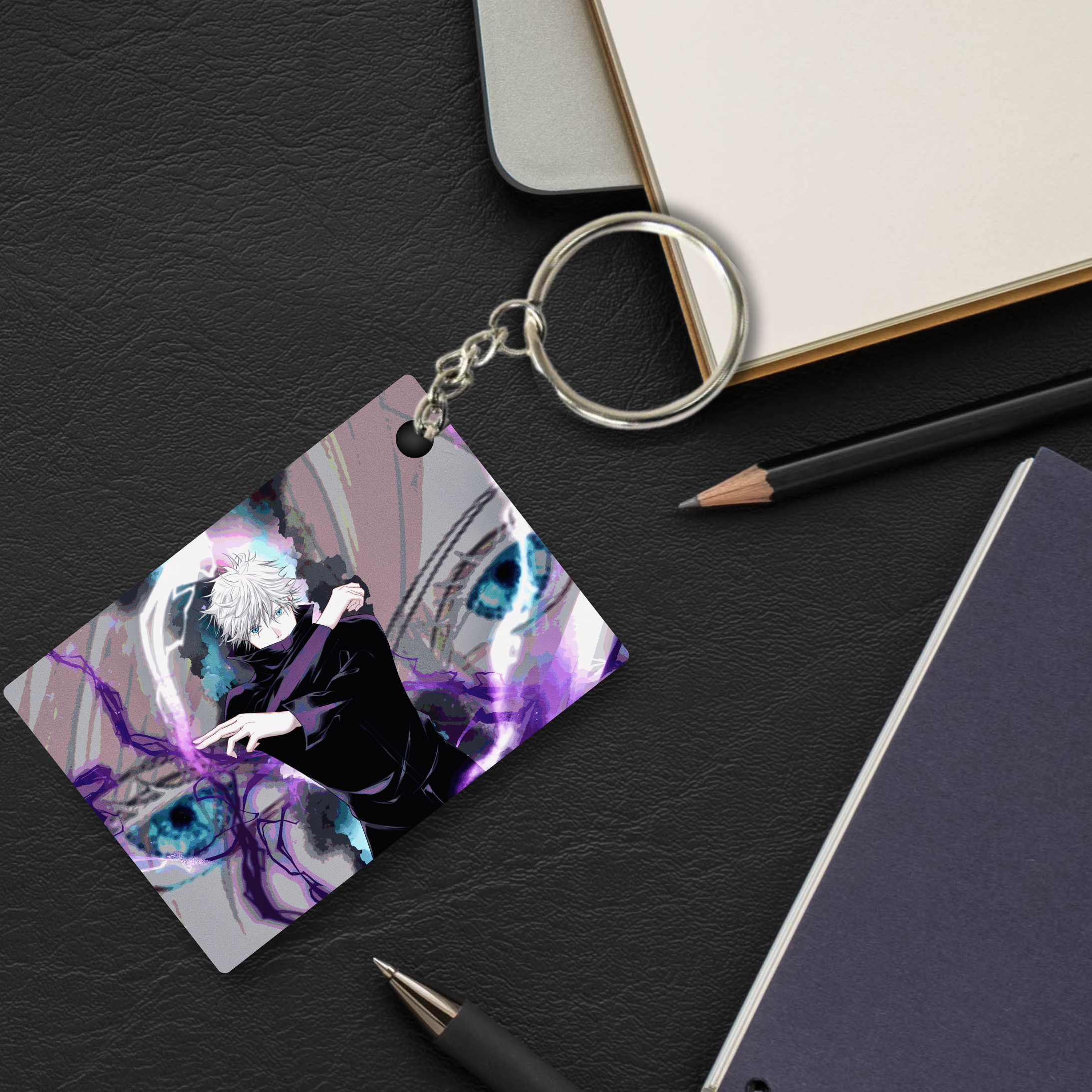 Replix Premium (Pack Of 4) Anime Printed Keychain For Bike, Scooty, Car, Acrylic Keyholder (Jujutsu Kaisen 1)