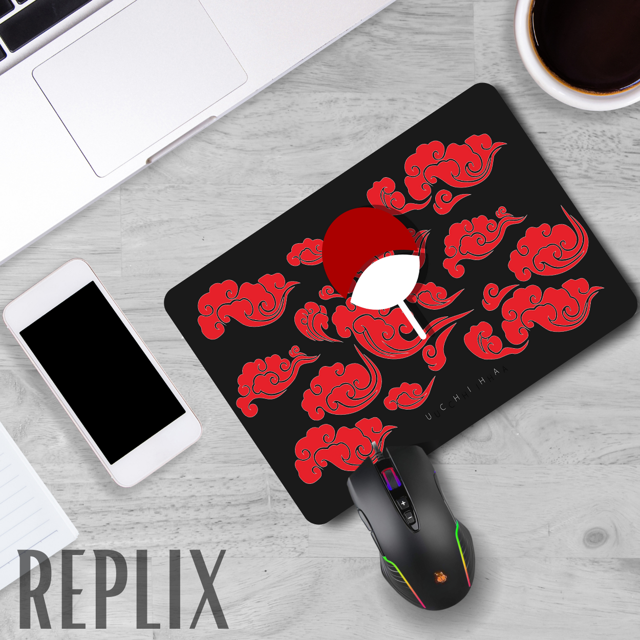 Replix Anime Mouse Pad (9 inch x 7 inch) - Uchiha Flag Printed Mousepad Mousepad