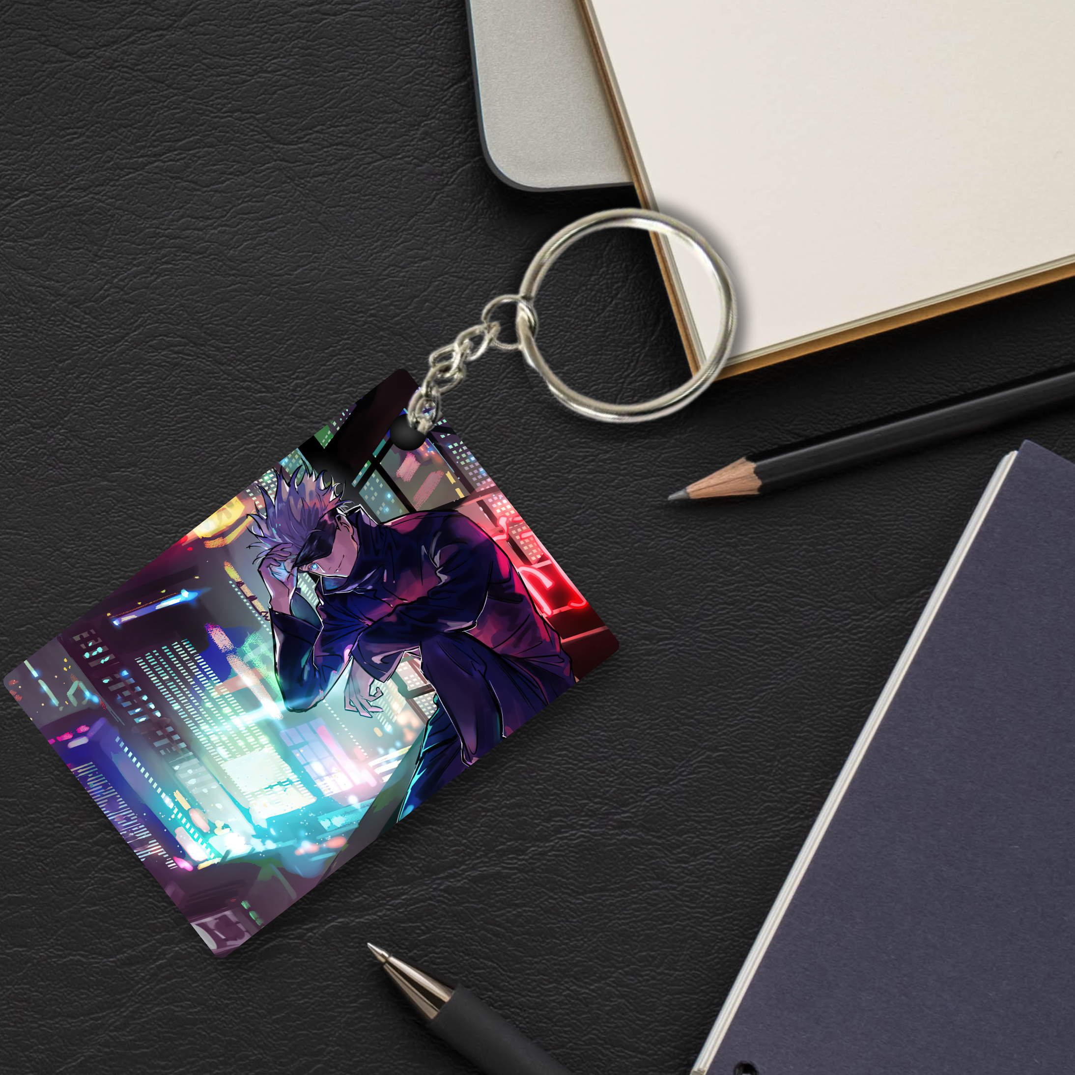 Replix Premium (Pack Of 4) Anime Printed Keychain For Bike, Scooty, Car, Acrylic Keyholder (Jujutsu Kaisen 4)