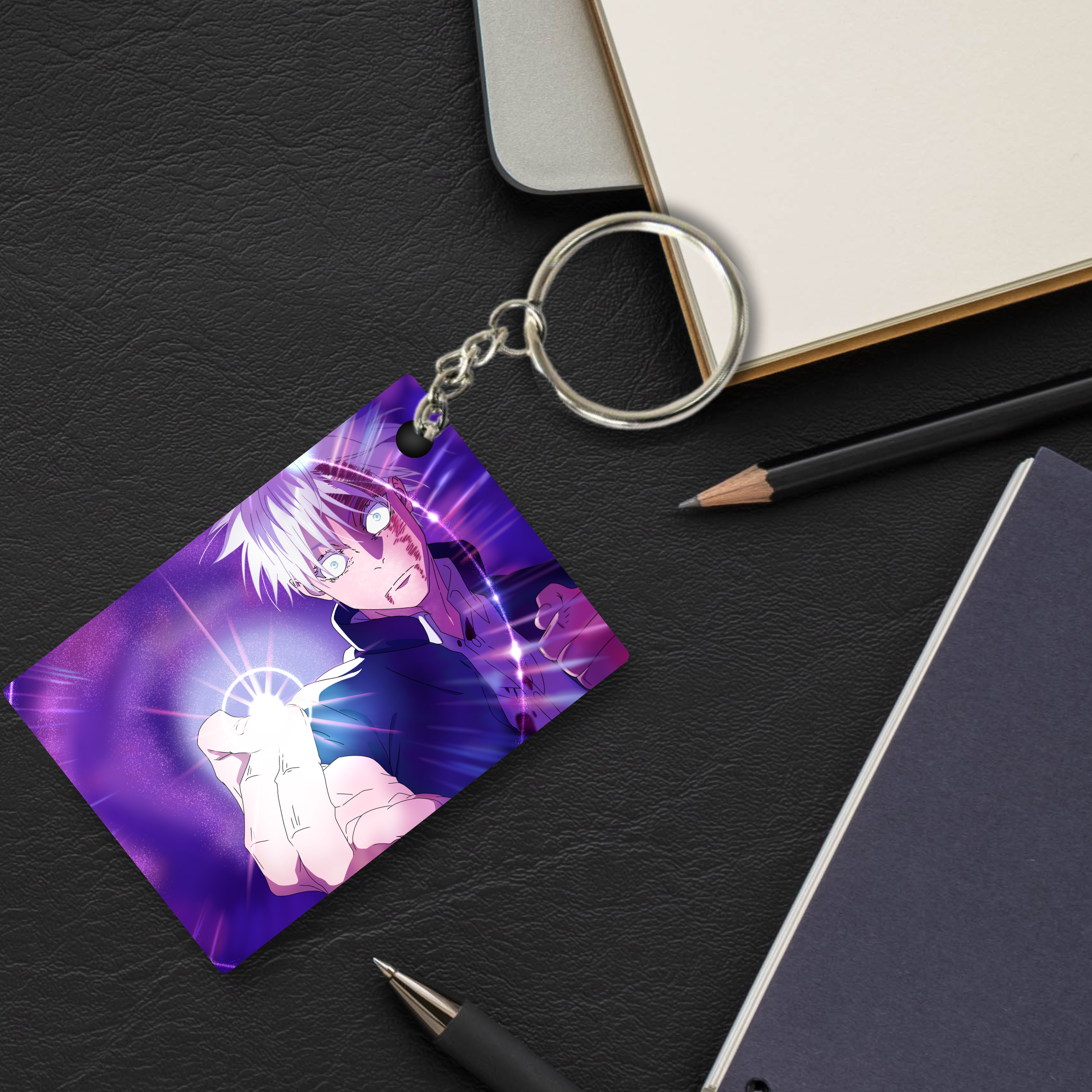 Replix Premium (Pack Of 4) Anime Printed Keychain For Bike, Scooty, Car, Acrylic Keyholder (Jujutsu Kaisen 4)