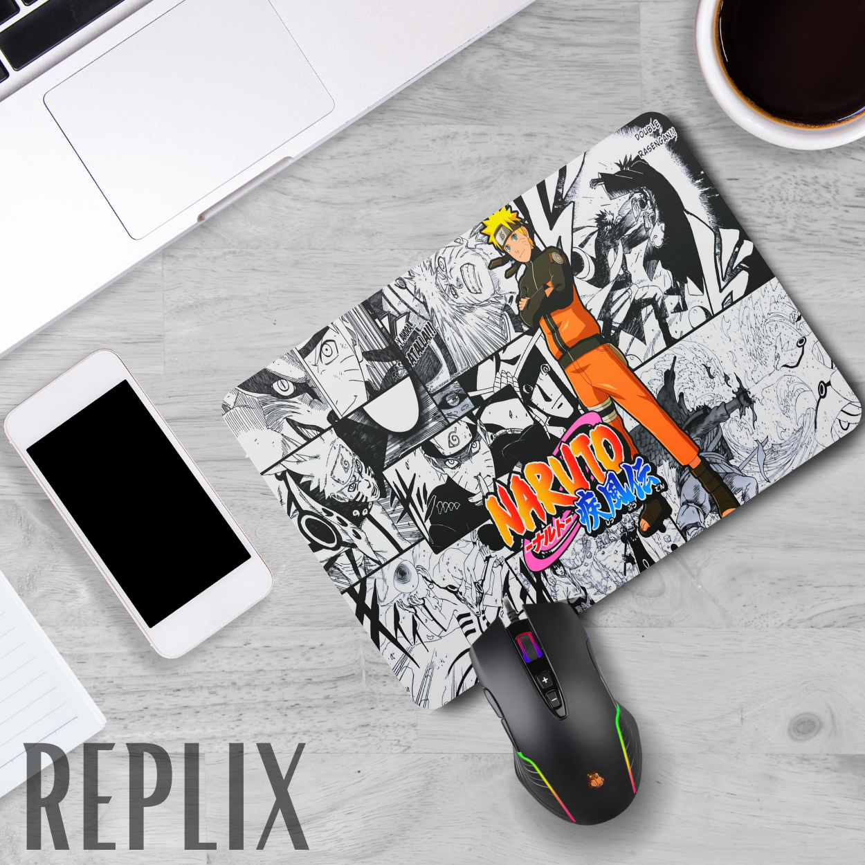 Replix Anime Mouse Pad (9 inch x 7 inch) - Naruto Written Printed Mousepad Mousepad