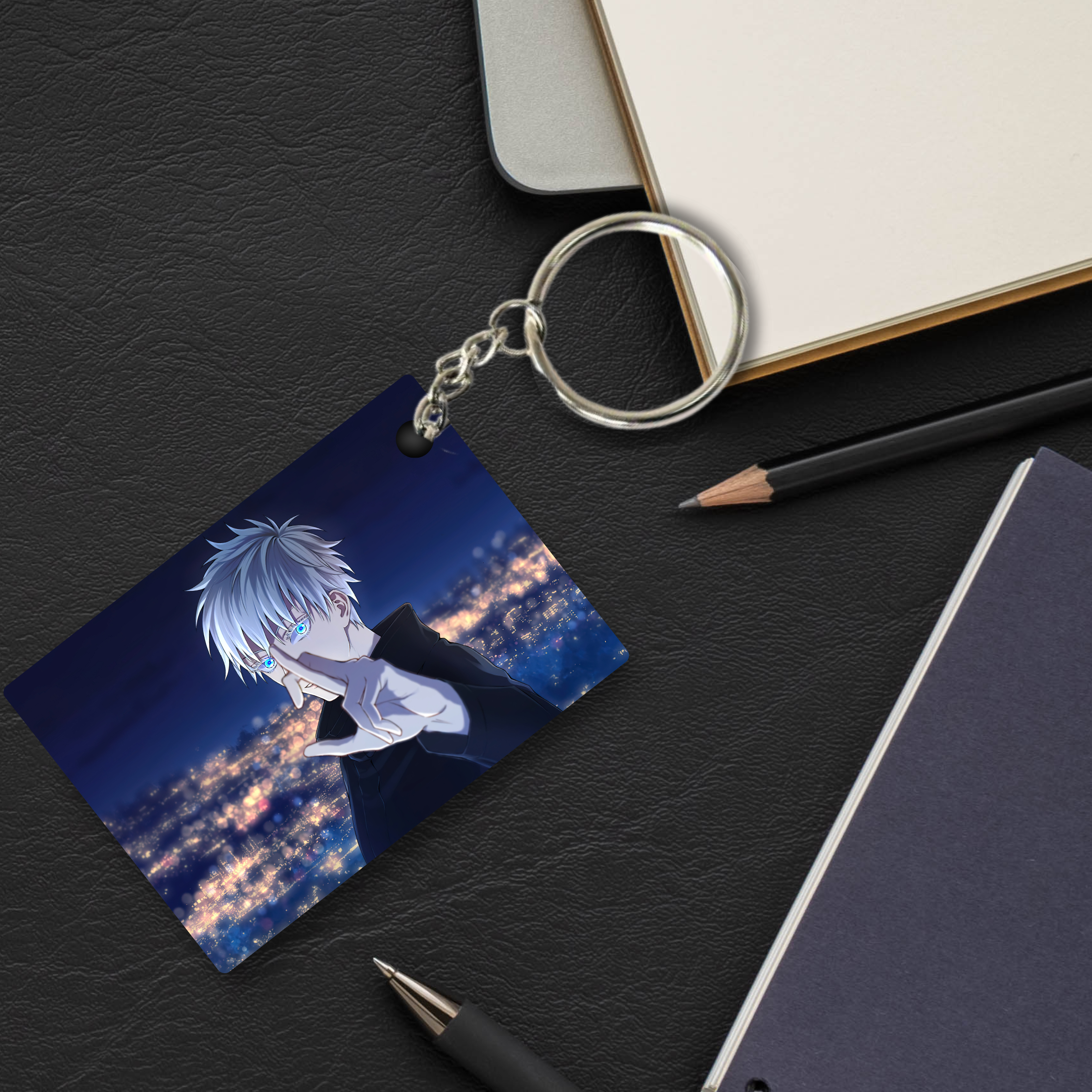 Replix Premium (Pack Of 4) Anime Printed Keychain For Bike, Scooty, Car, Acrylic Keyholder (Jujutsu Kaisen 4)