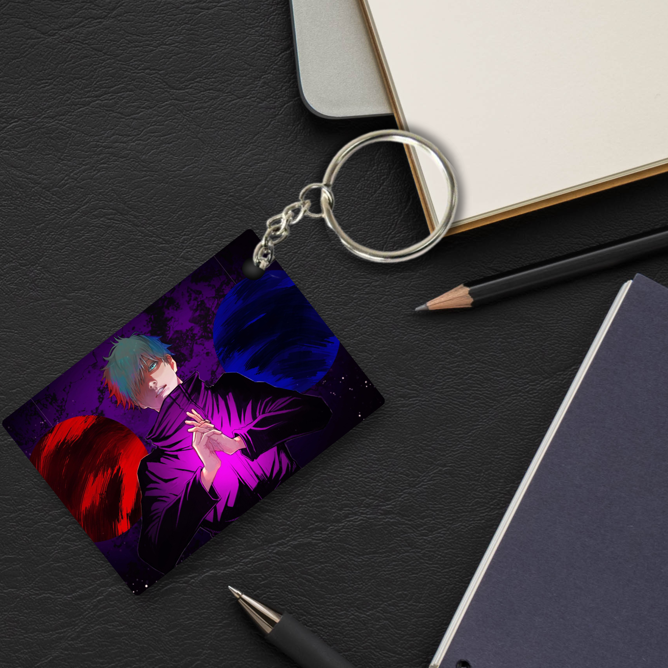 Replix Premium (Pack Of 4) Anime Printed Keychain For Bike, Scooty, Car, Acrylic Keyholder (Jujutsu Kaisen 6)