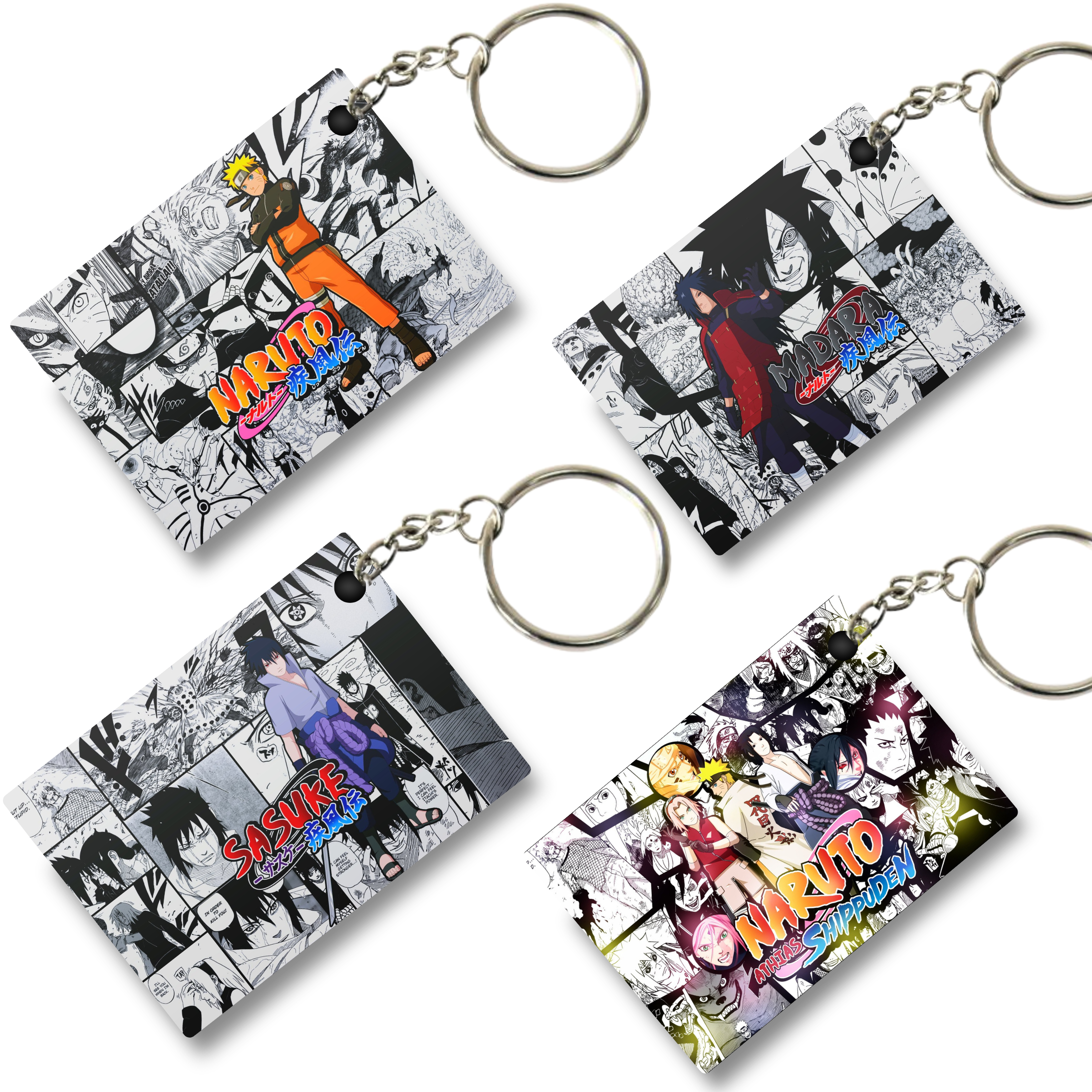 Replix Premium (Pack Of 4) Anime Printed Keychain For Bike, Scooty, Car, Acrylic Keyholder (Naruto 10)
