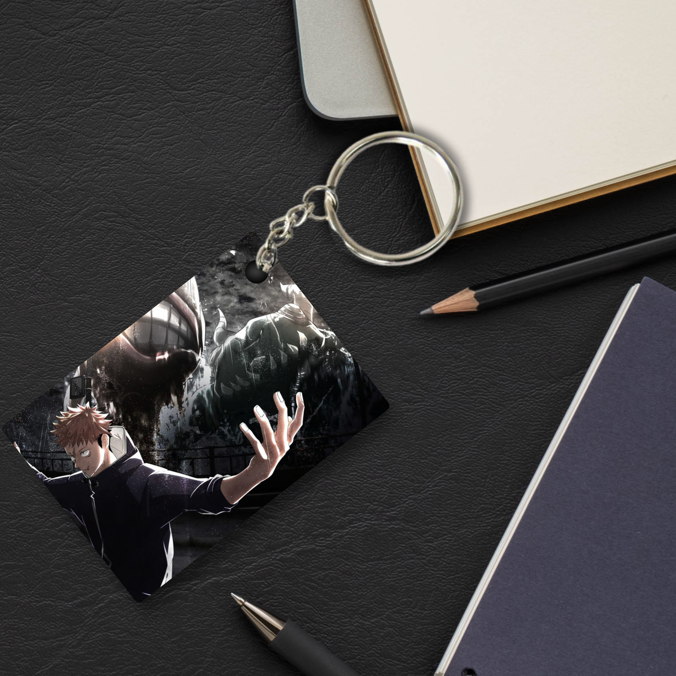 Replix Premium (Pack Of 4) Anime Printed Keychain For Bike, Scooty, Car, Acrylic Keyholder (Jujutsu Kaisen 7)
