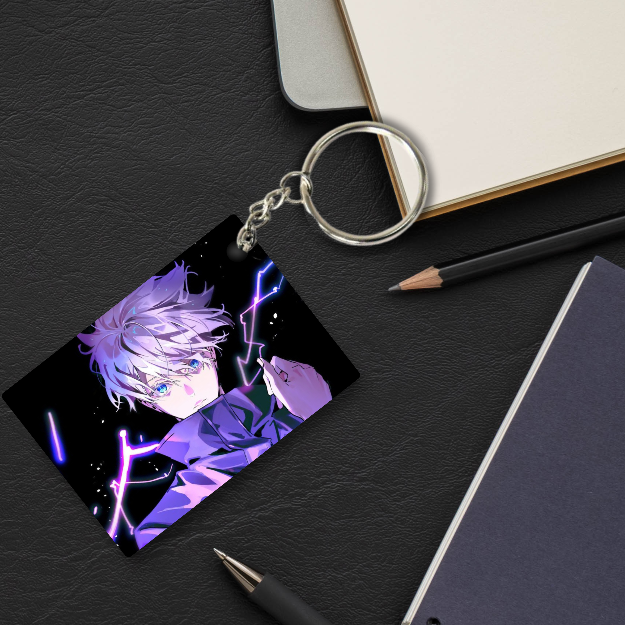 Replix Premium (Pack Of 4) Anime Printed Keychain For Bike, Scooty, Car, Acrylic Keyholder (Jujutsu Kaisen 7)