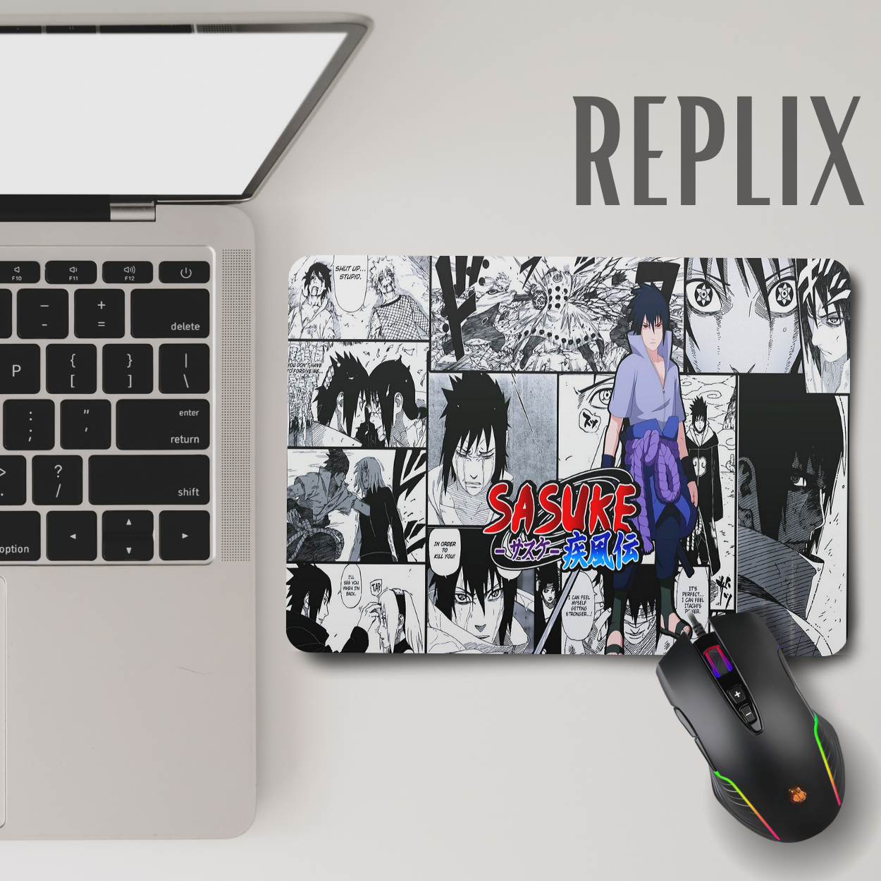 Replix Anime Mouse Pad (9 inch x 7 inch) - Sasuke Written Printed Mousepad Mousepad