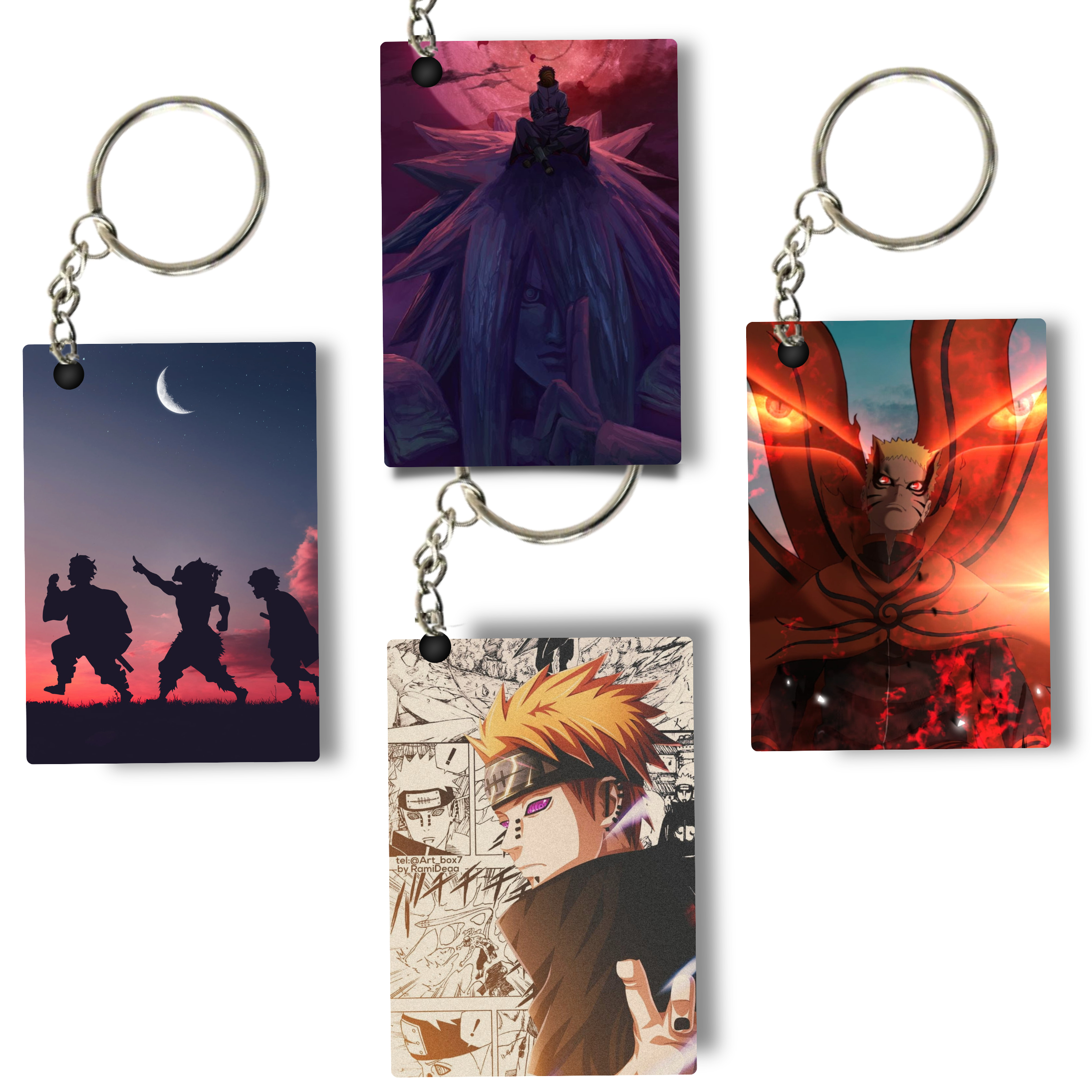 Replix Premium (Pack Of 4) Anime Printed Keychain For Bike, Scooty, Car, Acrylic Keyholder (Anime)