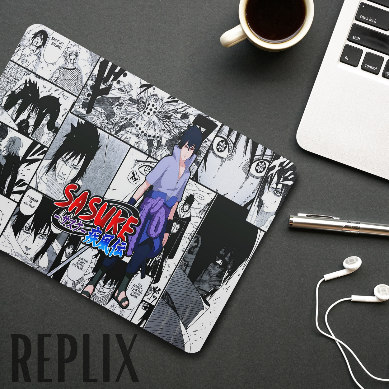 Replix Anime Mouse Pad (9 inch x 7 inch) - Sasuke Written Printed Mousepad Mousepad