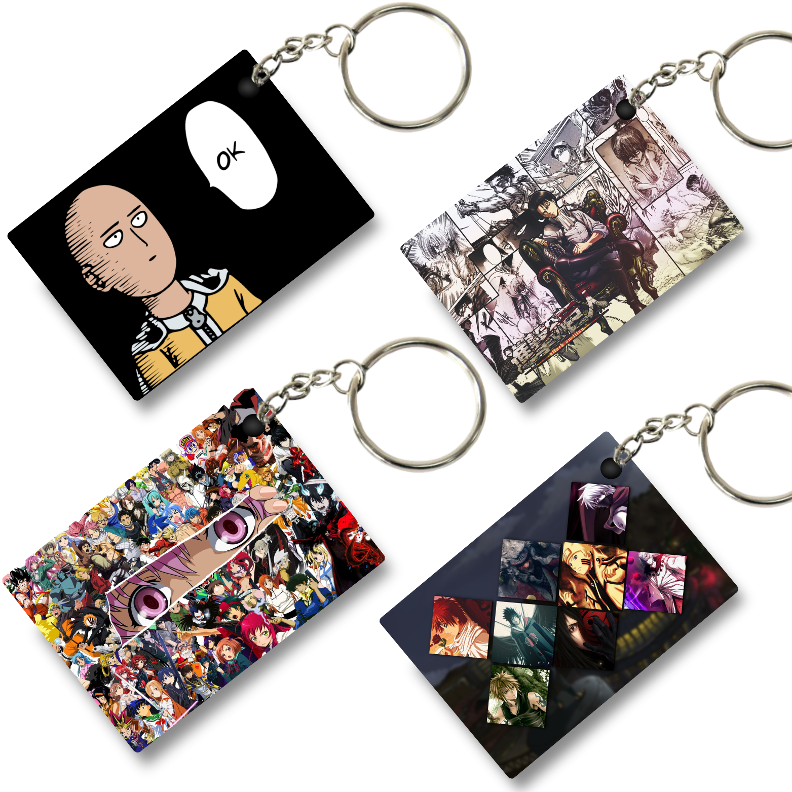 Replix Premium (Pack Of 4) Anime Printed Keychain For Bike, Scooty, Car, Acrylic Keyholder (Naruto 4)