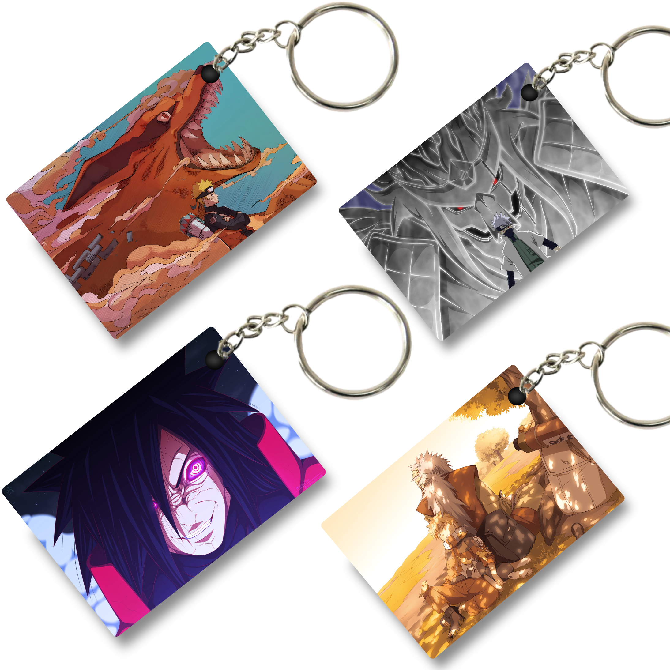 Replix Premium (Pack Of 4) Anime Printed Keychain For Bike, Scooty, Car, Acrylic Keyholder (Naruto 8)