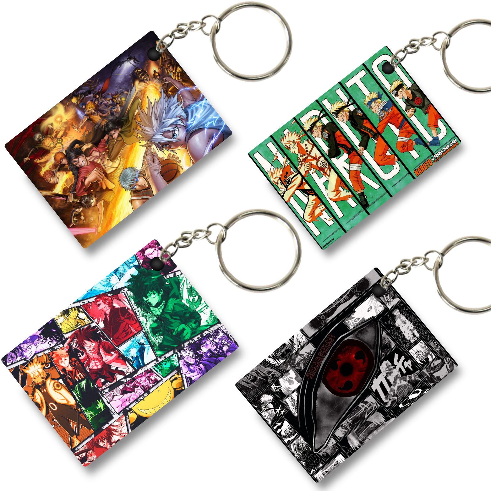 Replix Premium (Pack Of 4) Anime Printed Keychain For Bike, Scooty, Car, Acrylic Keyholder (Naruto 2)