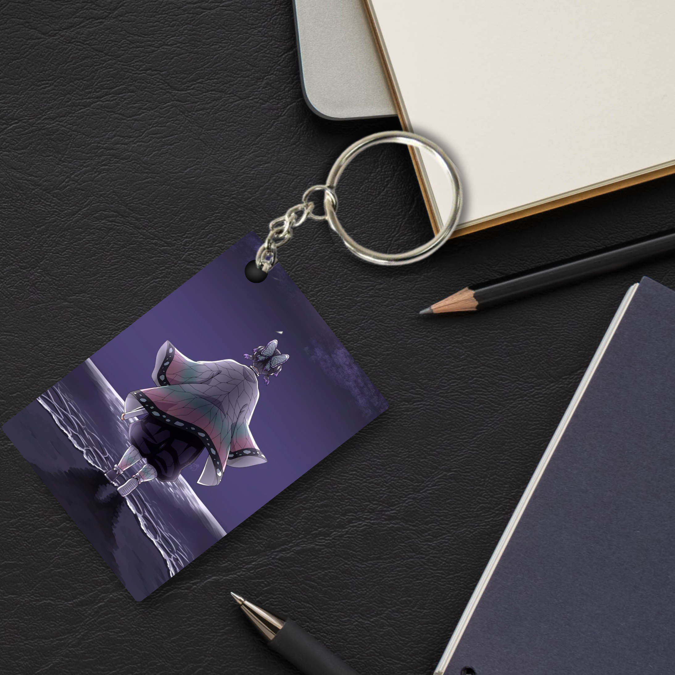 Replix Premium (Pack Of 4) Anime Printed Keychain For Bike, Scooty, Car, Acrylic Keyholder (Demon Slayer)