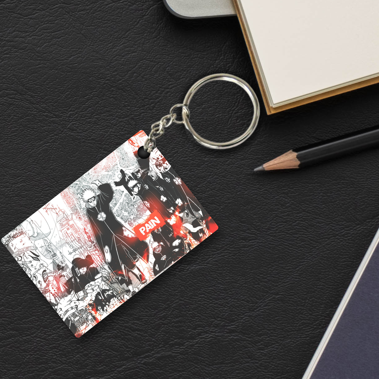Replix Premium (Pack Of 4) Anime Printed Keychain For Bike, Scooty, Car, Acrylic Keyholder (Anime 1)
