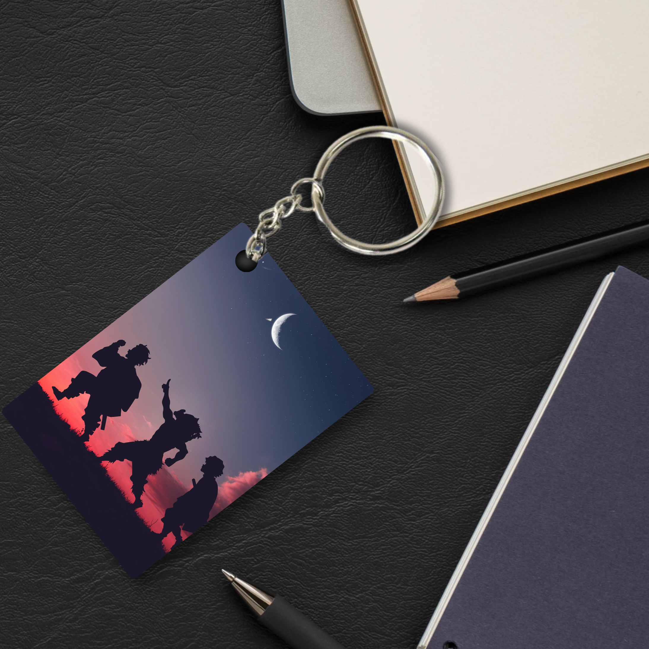 Replix Premium (Pack Of 4) Anime Printed Keychain For Bike, Scooty, Car, Acrylic Keyholder (Anime)