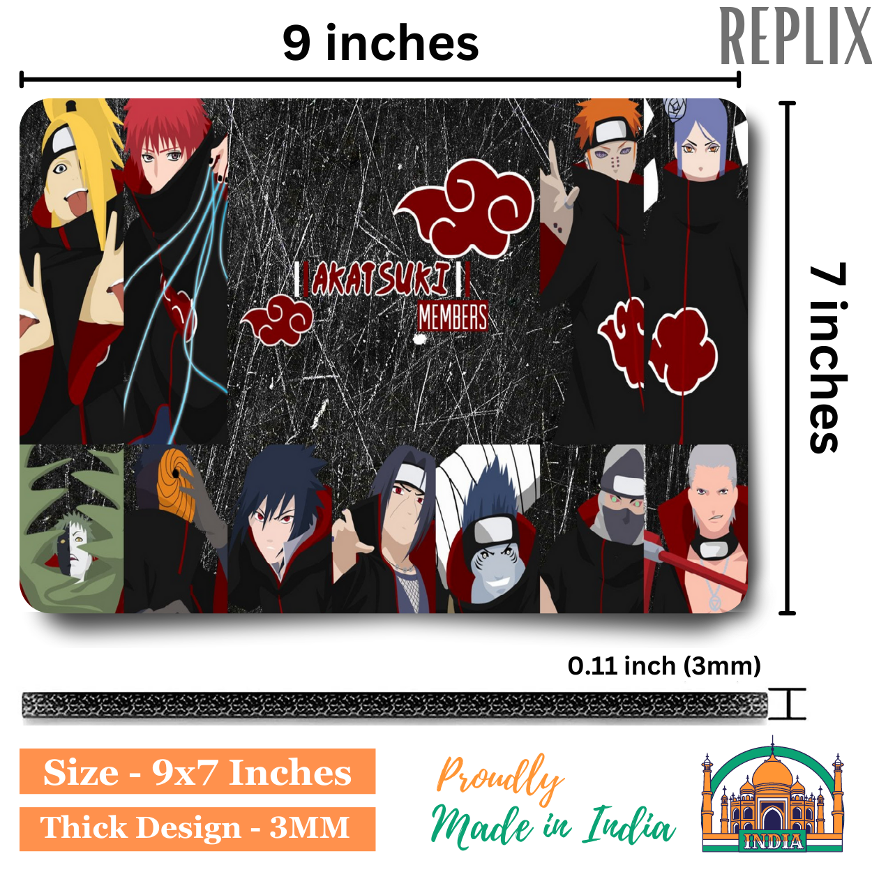 Replix Anime Mouse Pad (9 inch x 7 inch) - Akatsuki Team Printed Mousepad Mousepad