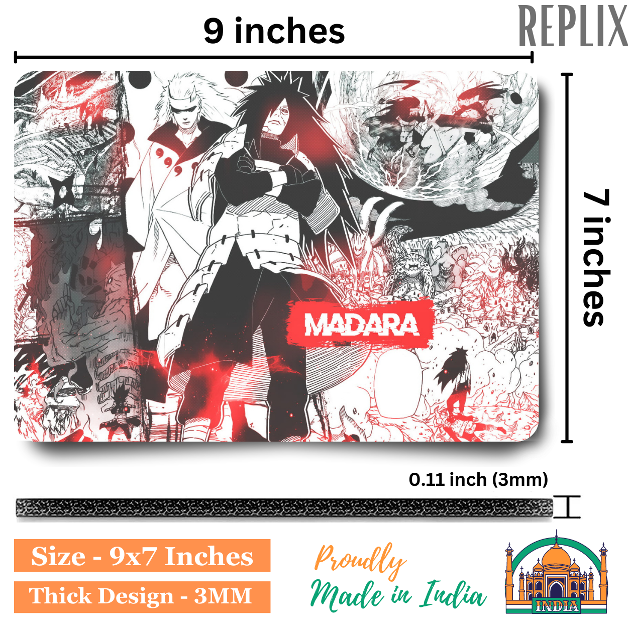 Replix Anime Mouse Pad (9 inch x 7 inch) - Naruto Madara A Printed Mousepad Mousepad
