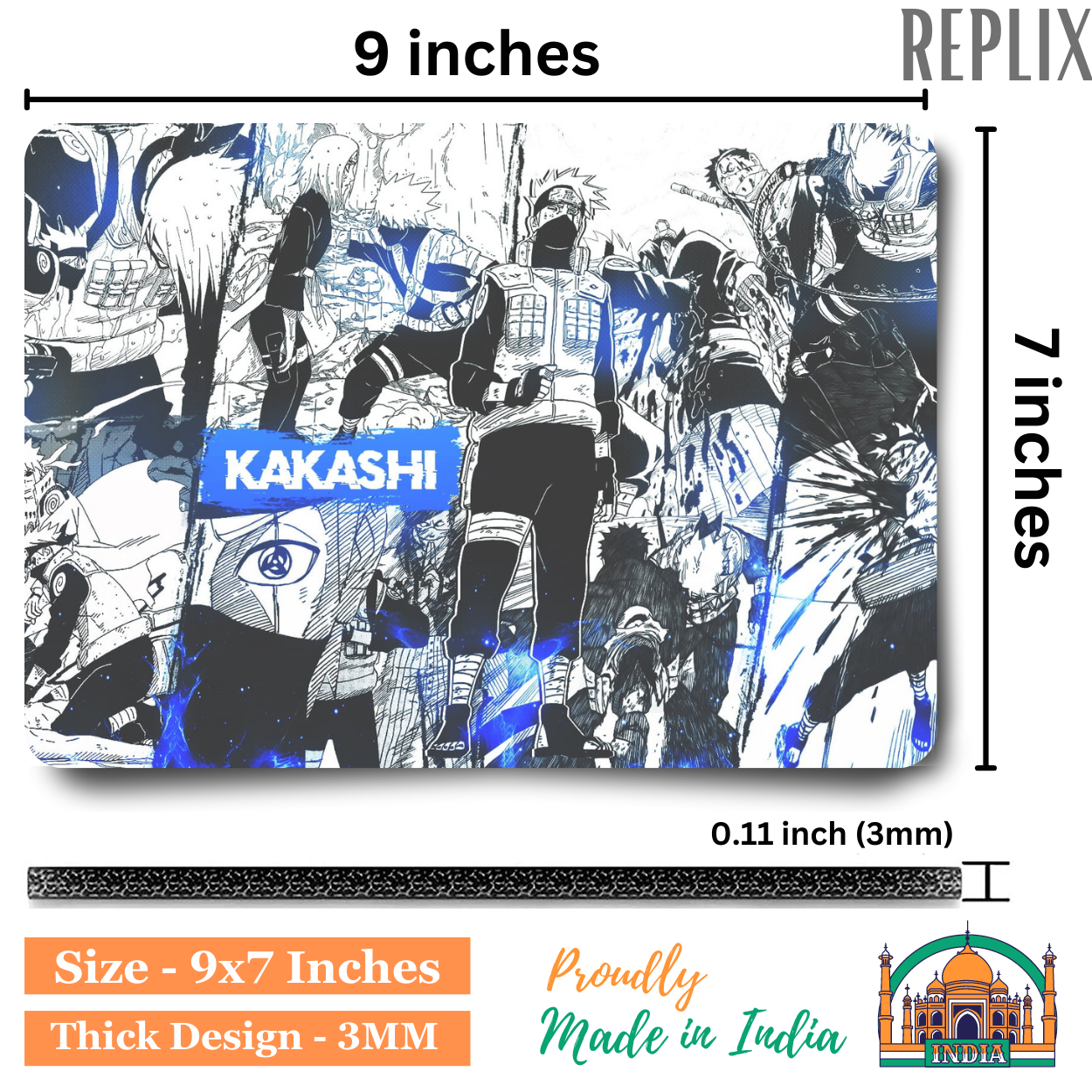 Replix Anime Mouse Pad (9 inch x 7 inch) - Kakashi A Printed Mousepad Mousepad
