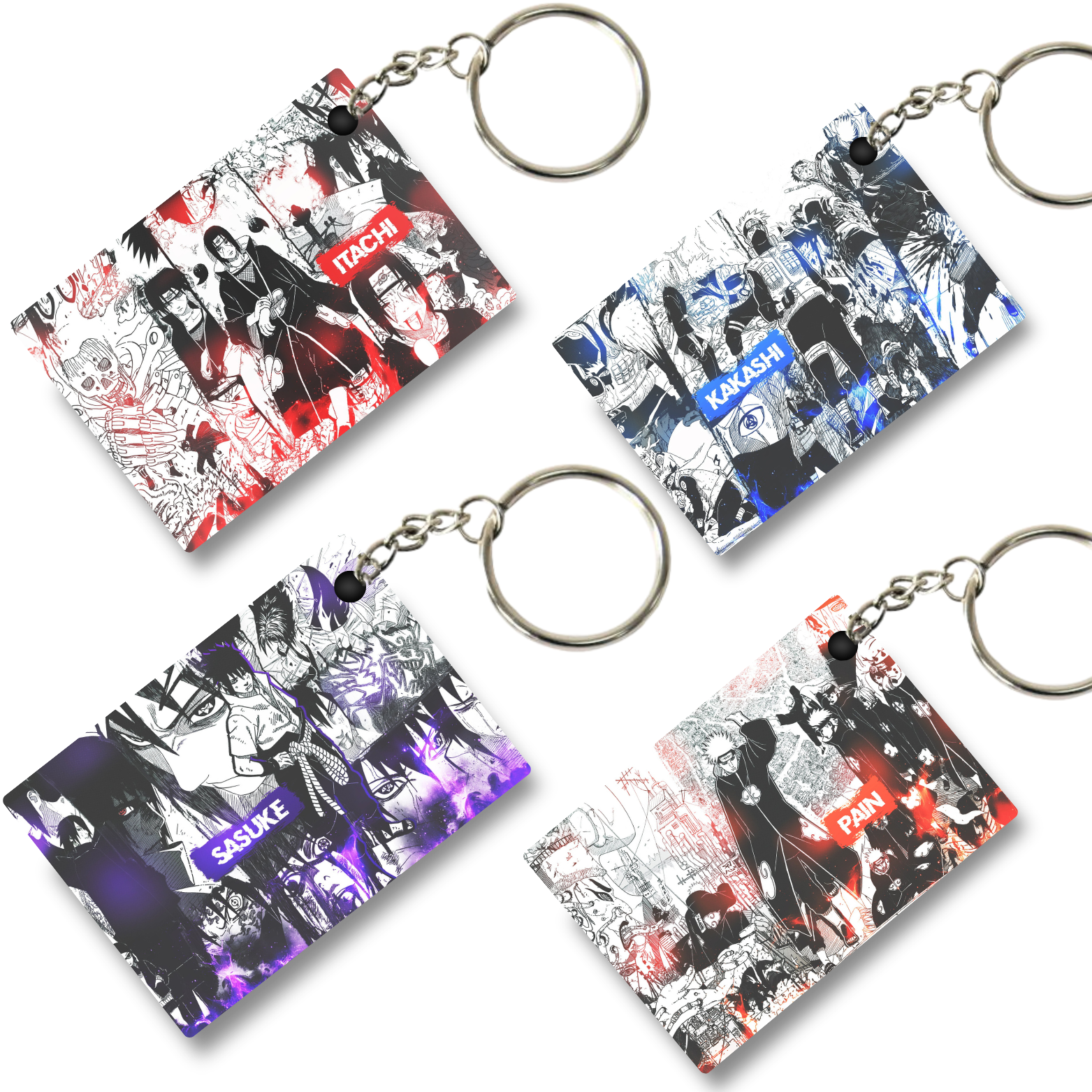 Replix Premium (Pack Of 4) Anime Printed Keychain For Bike, Scooty, Car, Acrylic Keyholder (Anime 1)