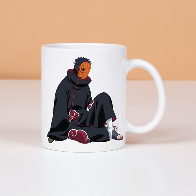 Replix Naruto Anime Printed Coffee Mug, White Ceramic Milk Mug Anime Printed, 350 ml for Gifting and Present (Obito 1)