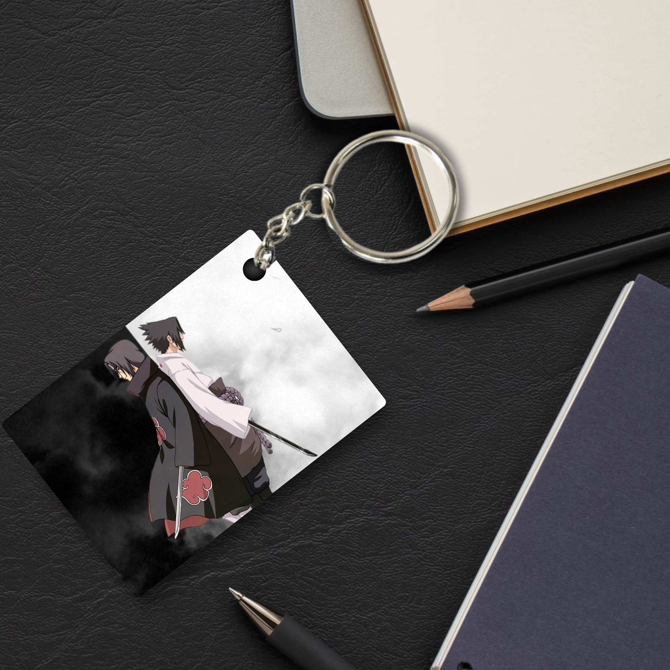 Replix Premium (Pack Of 4) Anime Printed Keychain For Bike, Scooty, Car, Acrylic Keyholder ( Uchiha )