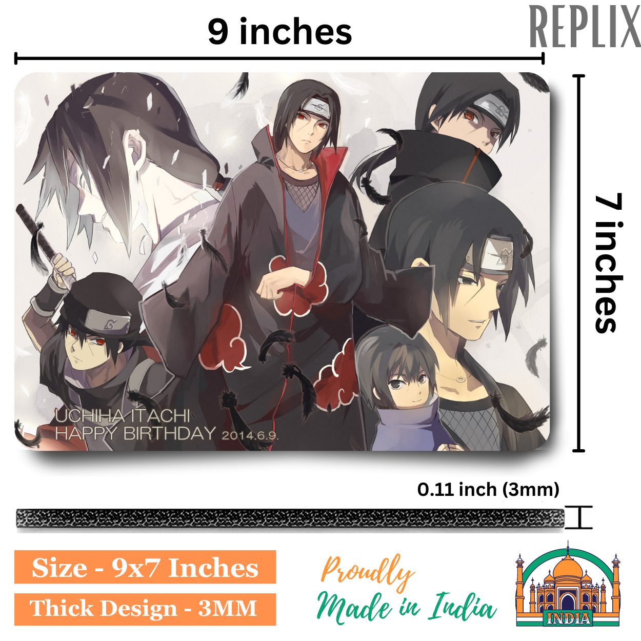 Replix Anime Mouse Pad (9 inch x 7 inch) - Naruto Itachi B Printed Mousepad Mousepad