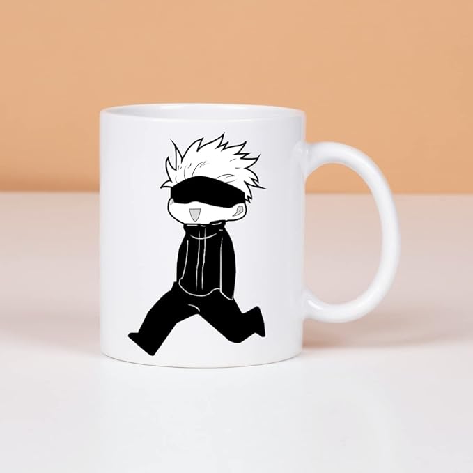 Replix Naruto Anime Printed Coffee Mug, White Ceramic Milk Mug Anime Printed, 350 ml for Gifting and Present (Gojo)
