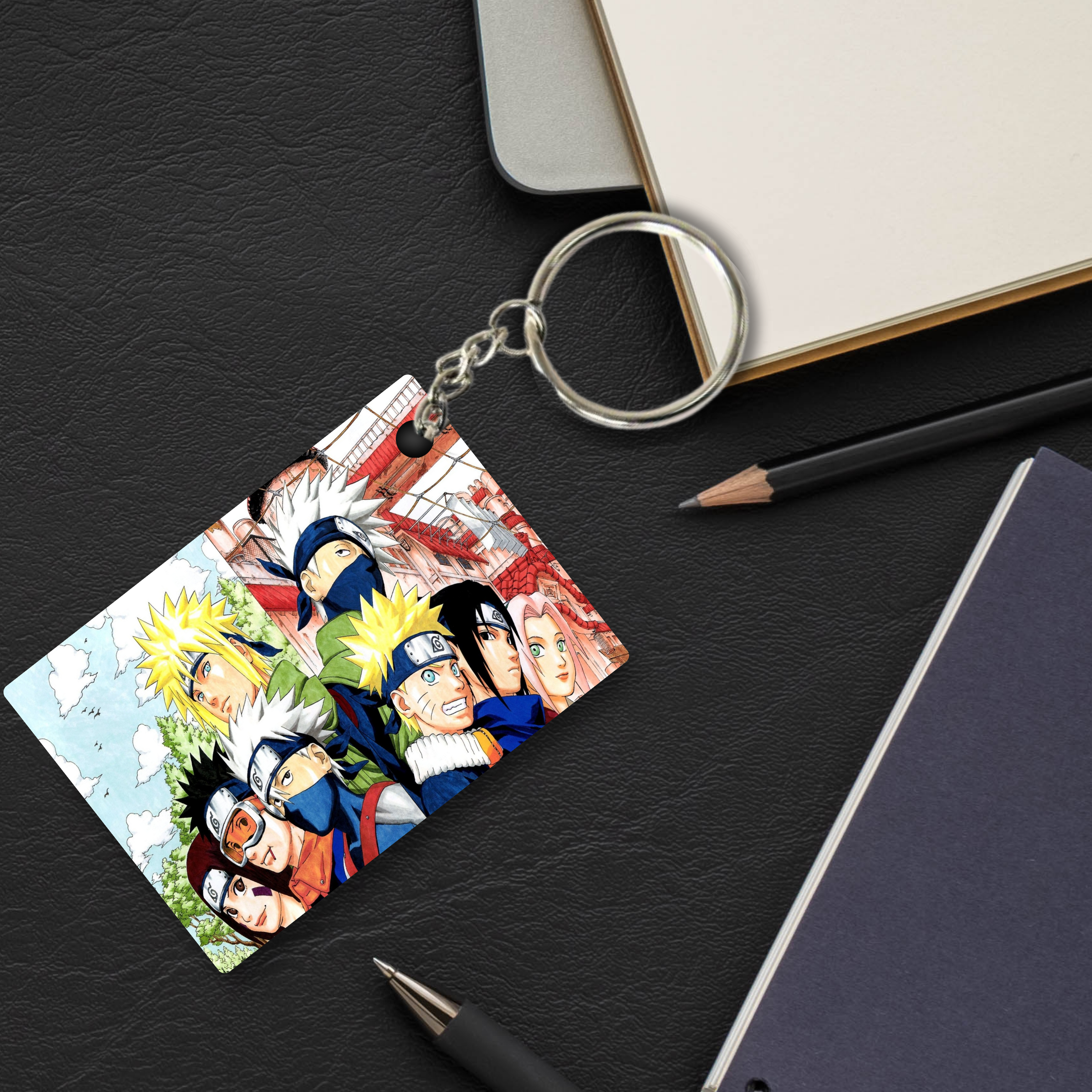 Replix Premium (Pack Of 4) Anime Printed Keychain For Bike, Scooty, Car, Acrylic Keyholder (Team7)