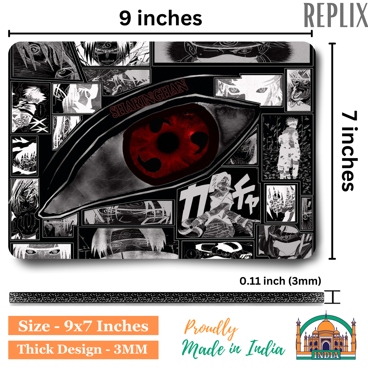 Replix Anime Mouse Pad (9 inch x 7 inch) - Sharingan Printed Mousepad Mousepad